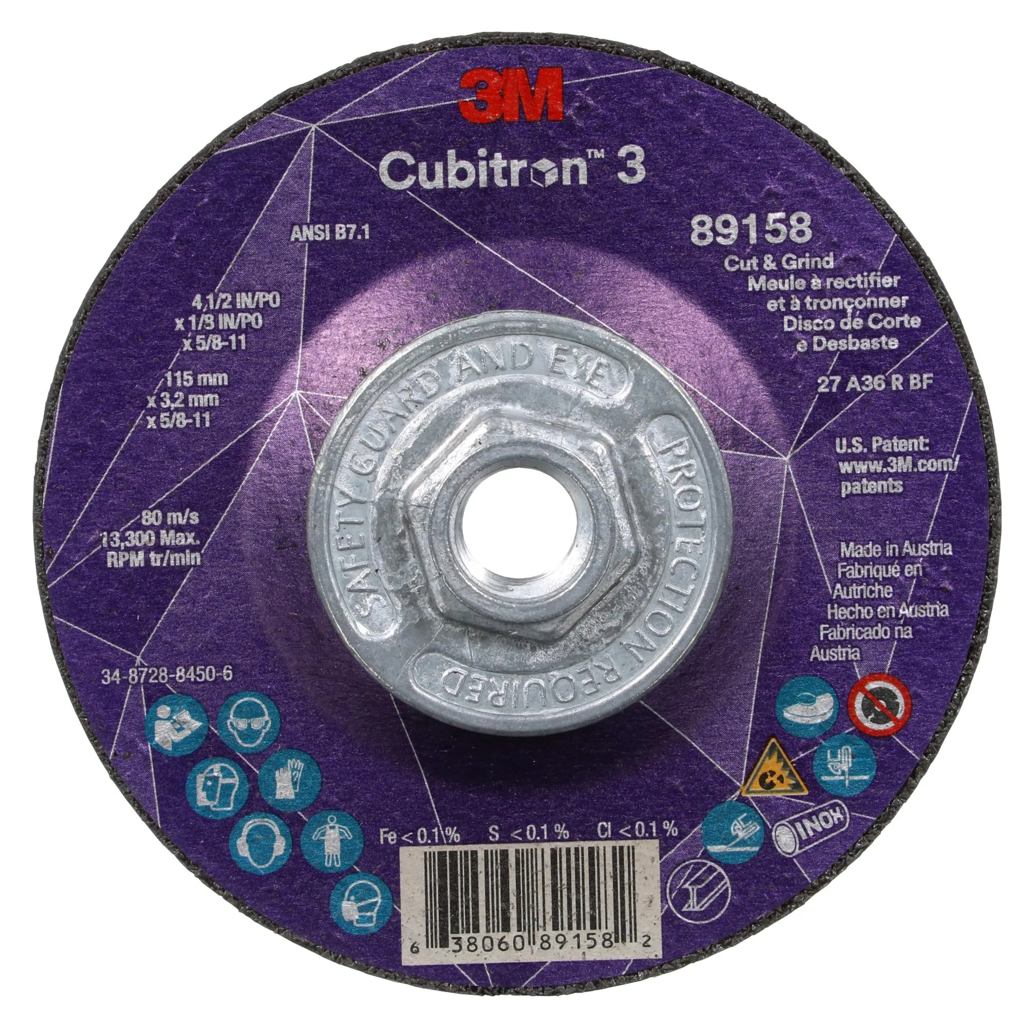 3M Cubitron 3 Cut and Grind Wheel, 89158, 36 , T27