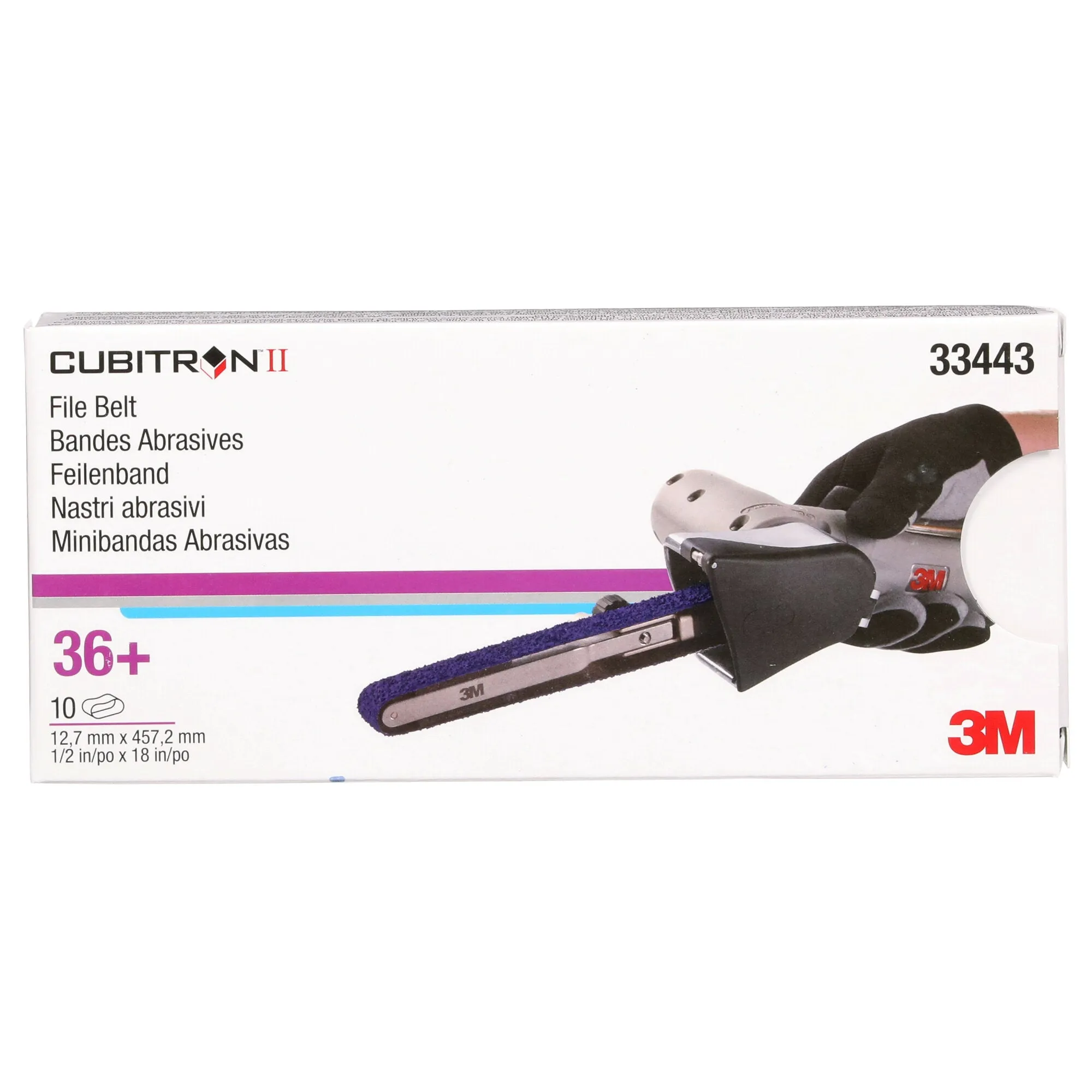 3M Cubitron II File Belt, 33443, 36 , 1/2 in x 18 in (12.7 mm x 457.2mm)