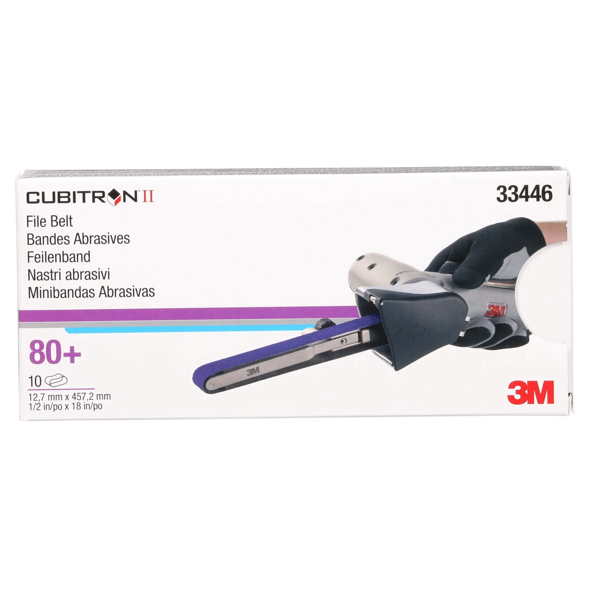 3M Cubitron II File Belt, 33446, 80 , 1/2 in x 18 in (12.7 mm x 457.2mm)
