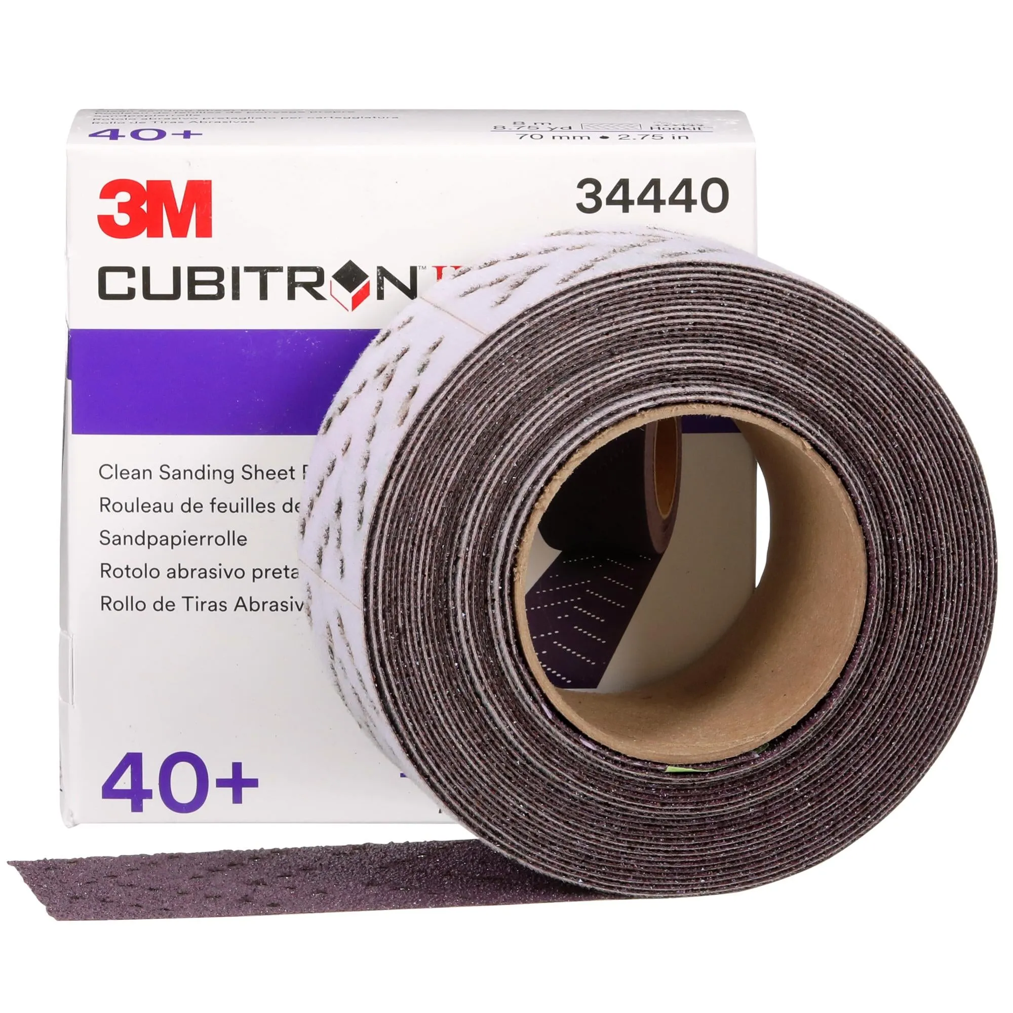 3M Cubitron II Hookit Clean Sanding Sheet Roll, 34440, 40  grade, 70mm x 8 m
