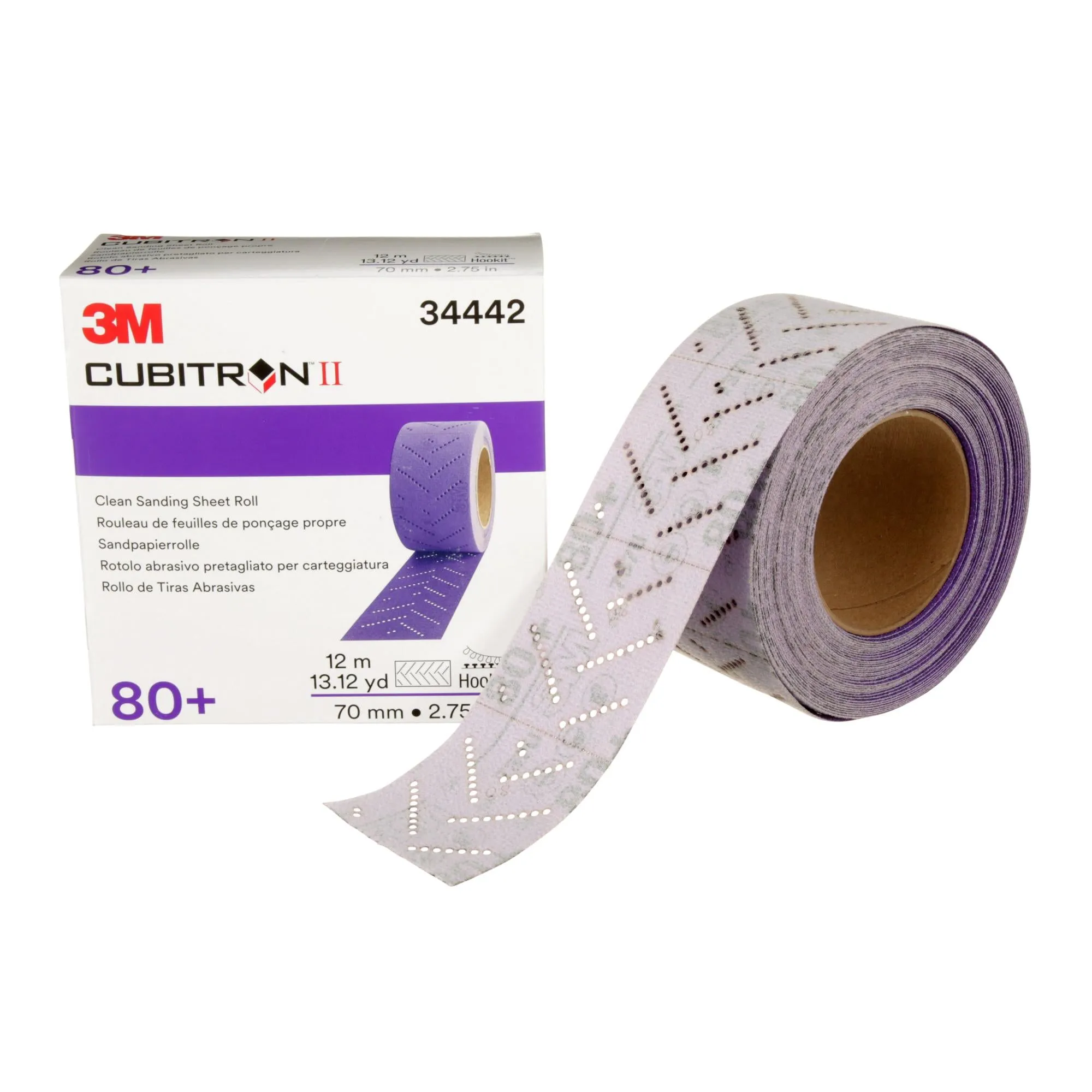 3M Cubitron II Hookit Clean Sanding Sheet Roll, 34442, 80  grade, 70mm x 12 m