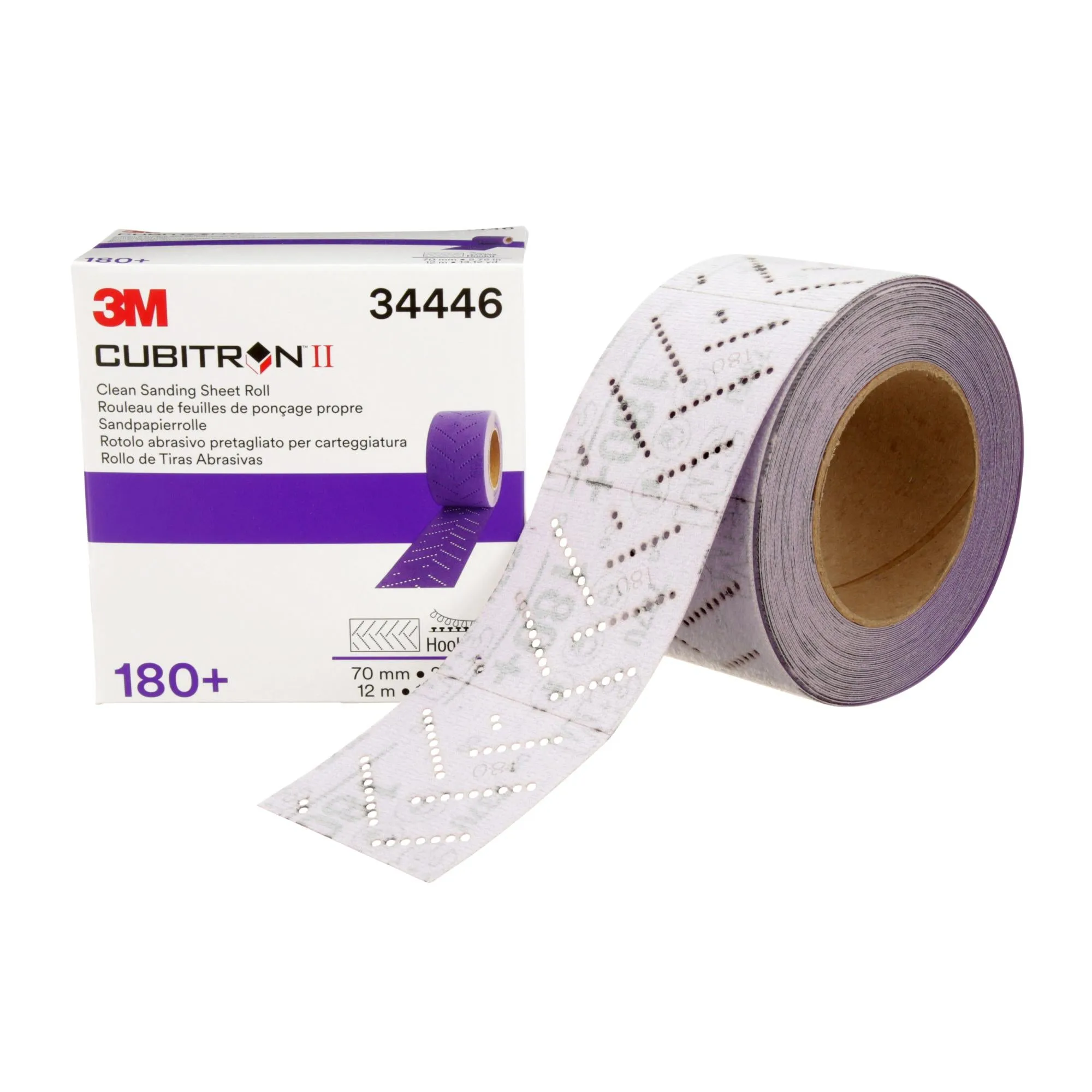 3M Cubitron II Hookit Clean Sanding Sheet Roll, 34446, 180  grade, 70mm x 12 m