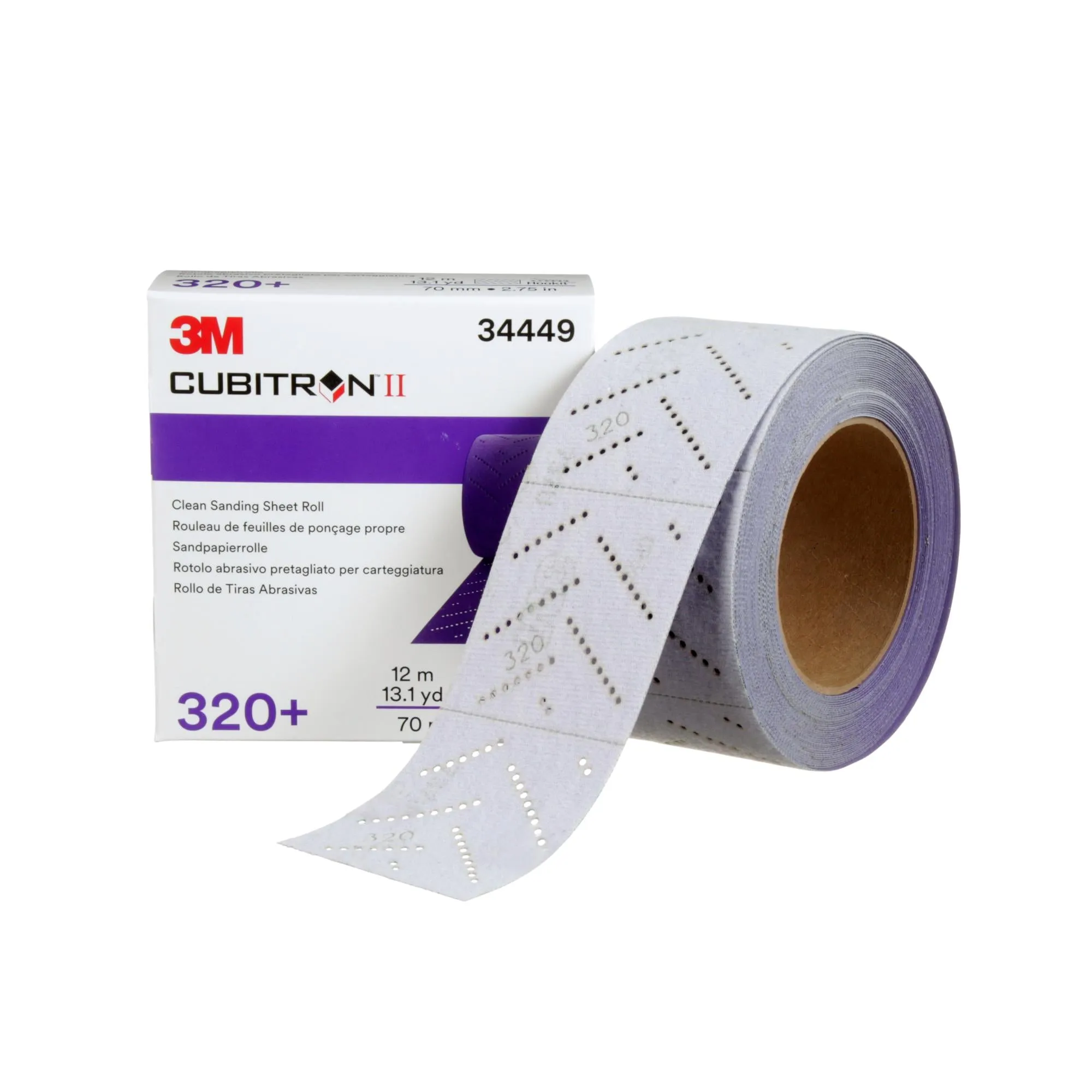 3M Cubitron II Hookit Clean Sanding Sheet Roll 34449, 320  Grade, 70mm x 12 m