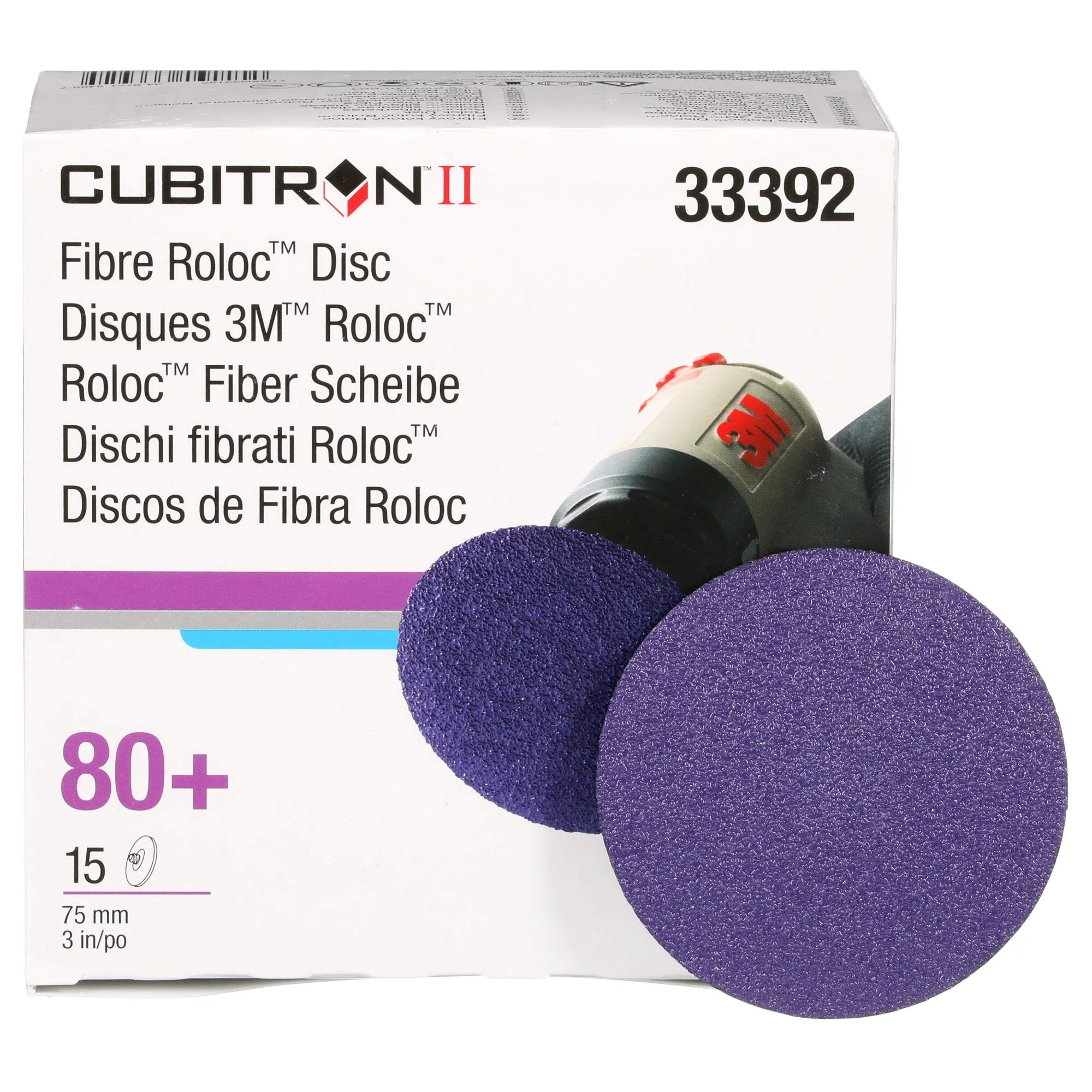 3M Cubitron II Roloc Fibre Disc 786C, 33392, 3 in (75 mm), 80 