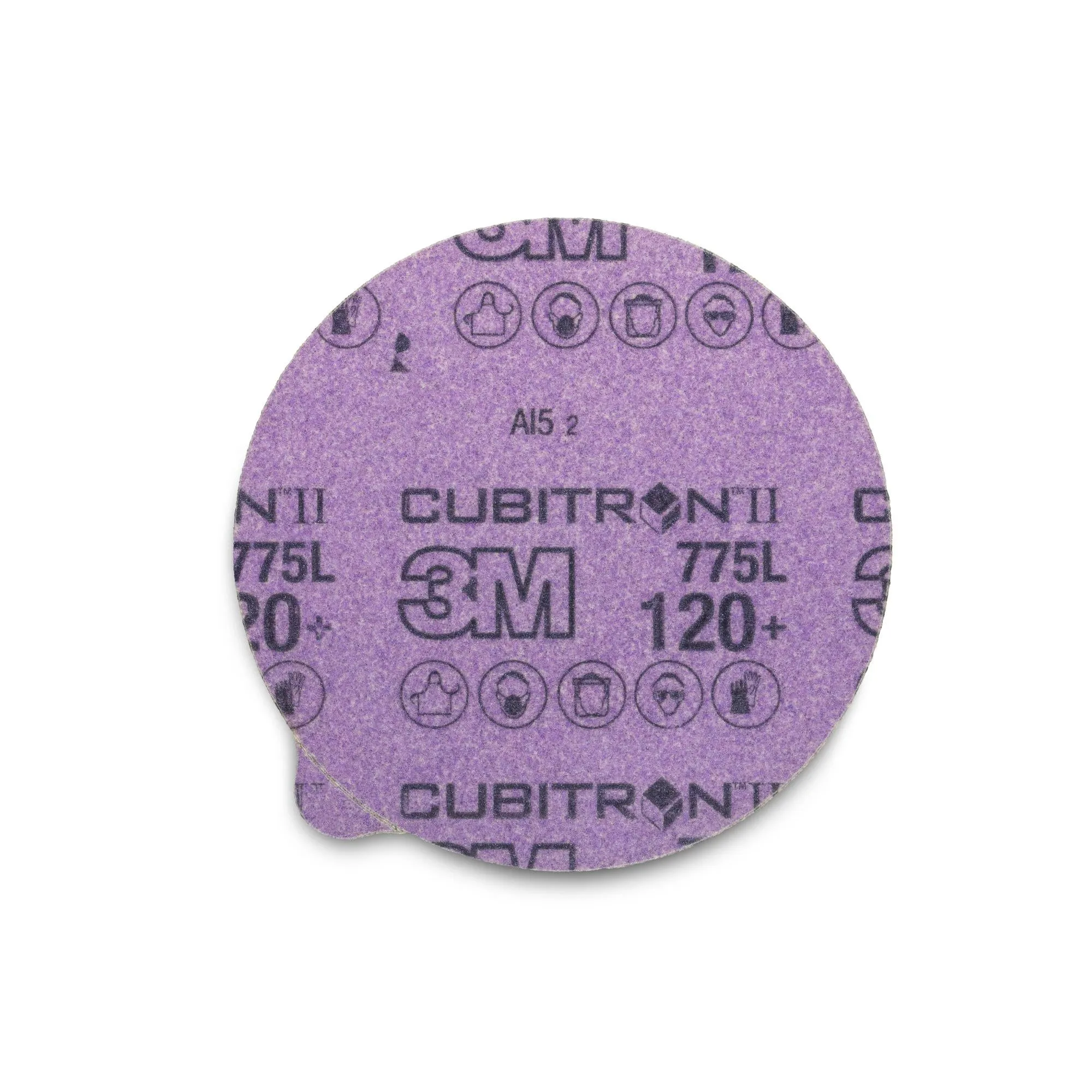 3M Cubitron II Stikit Film Disc 775L, 120 , 5 in x NH, Linered w/Tab,Die 500X
