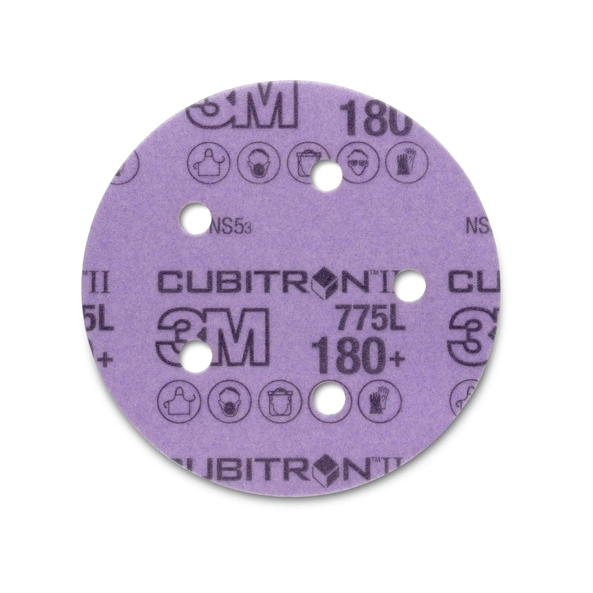 3M Cubitron II Stikit Film Disc 775L, 180 , 5 in x NH, D/F 5HL,Linered w/Tab