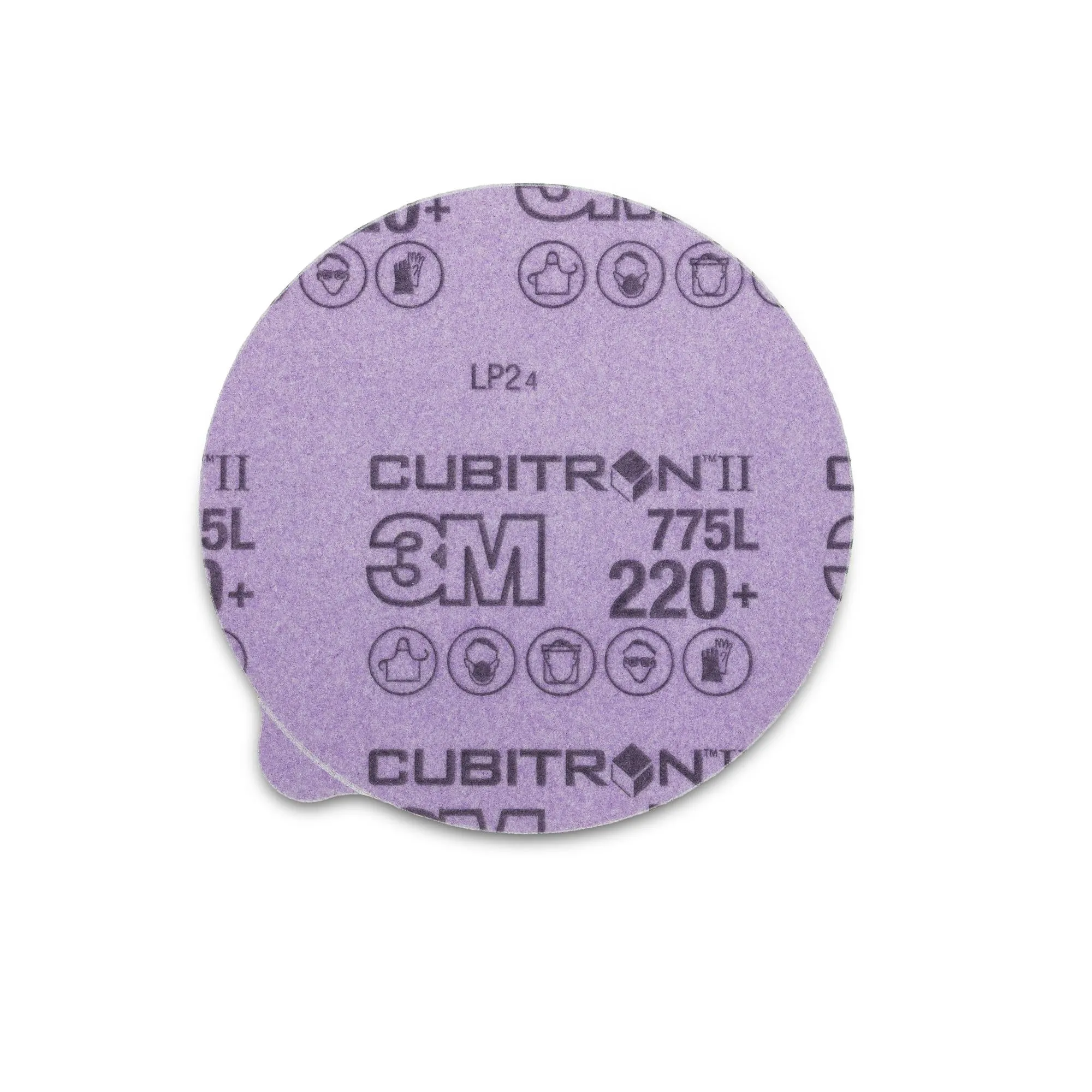 3M Cubitron II Stikit Film Disc 775L, 220 , 5 in x NH, Linered w/Tab,Die 500X