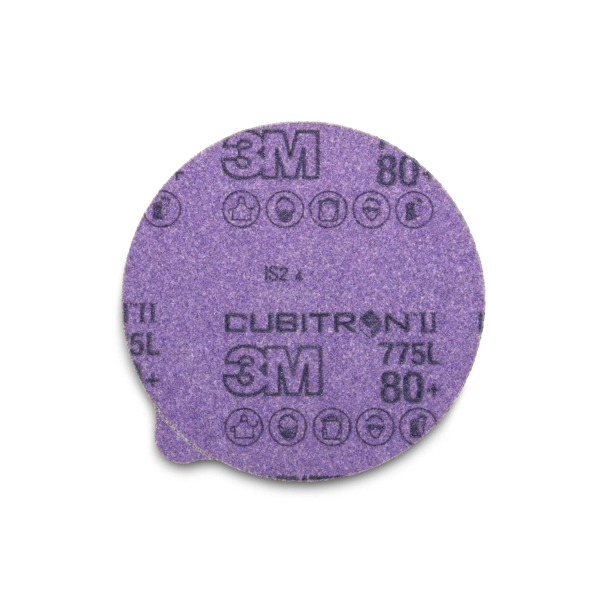 3M Cubitron II Stikit Film Disc 775L, 80 , 5 in x NH, Linered w/Tab,Die 500X
