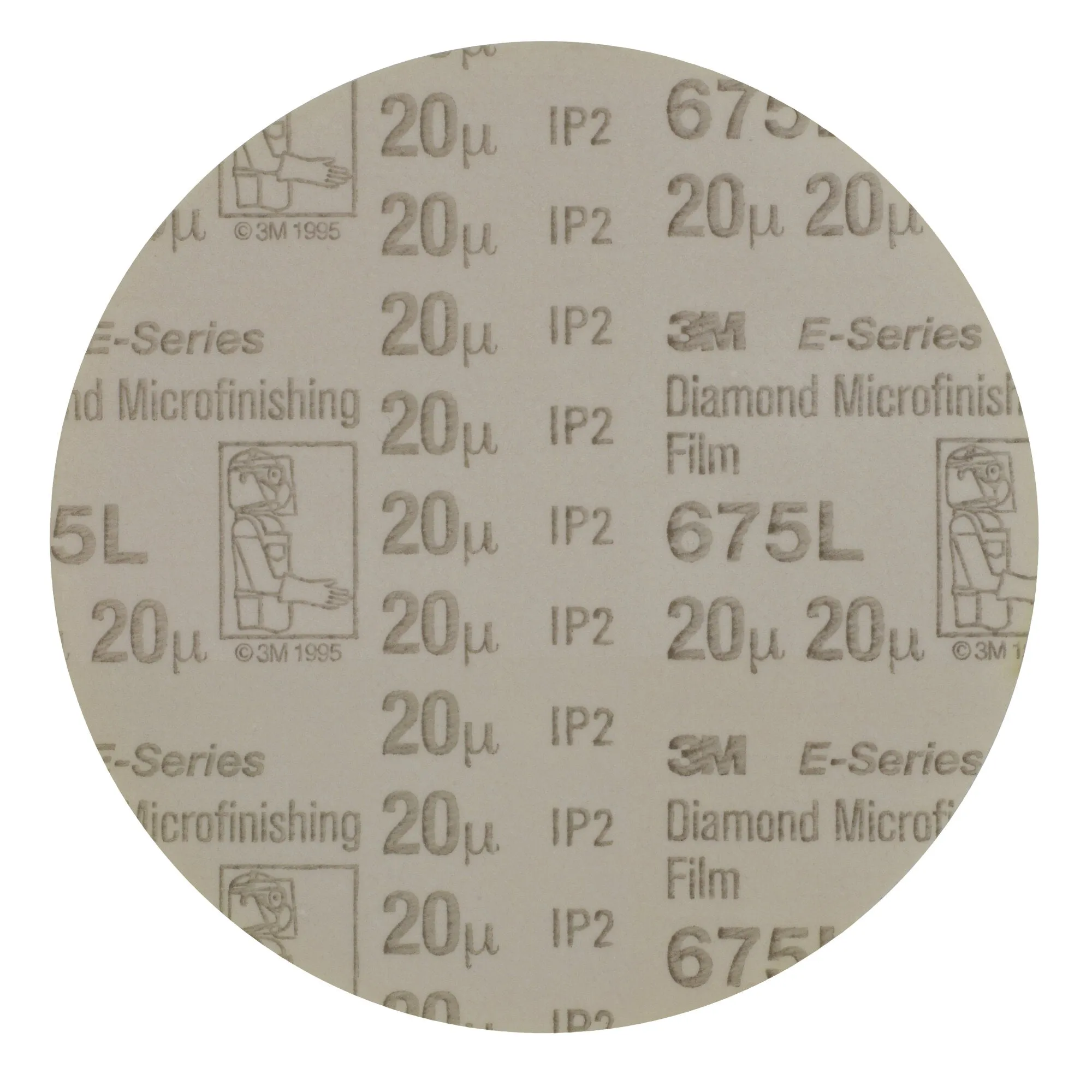 3M Diamond Microfinishing Film PSA Disc 675L, 20 Mic 5MIL, Beige, 12 inx NH