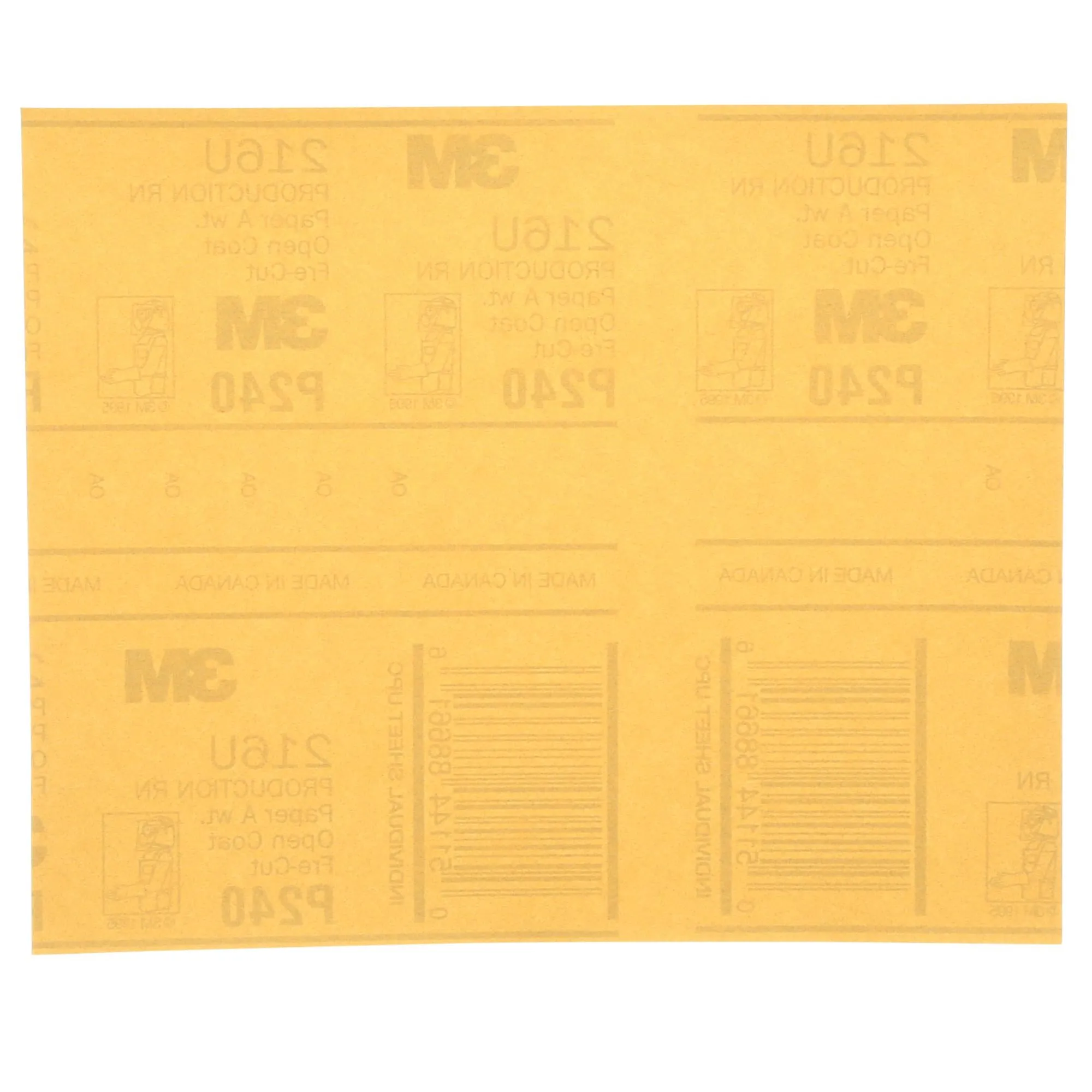 3M Gold Abrasive Sheet, 02543, P240 grade, 9 in x 11 in, 50 sheets perpack