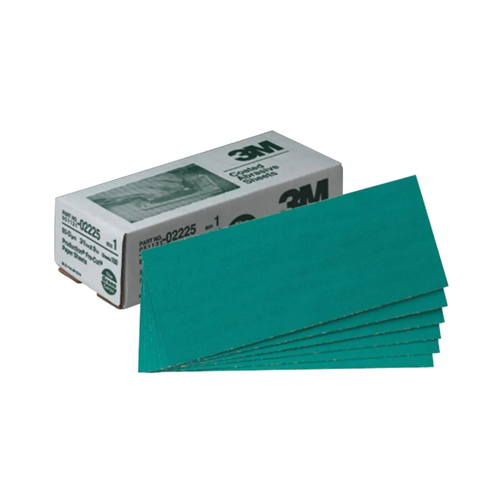 3M Green Corps Production Resin Sheet, 02225, 80 grade, 3 2/3 in x 9in