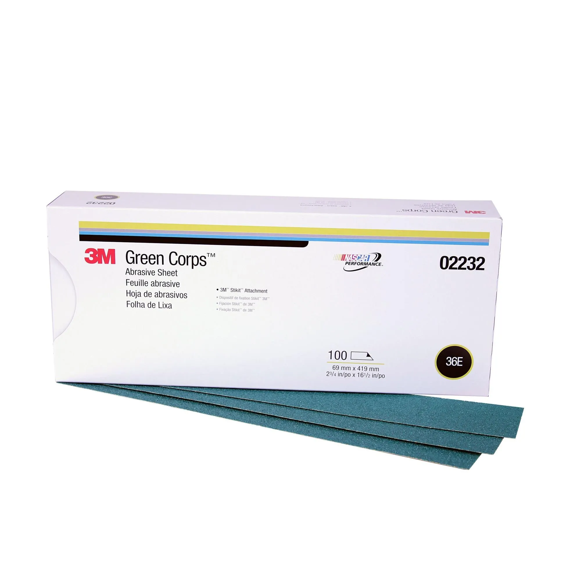 3M Green Corps Stikit Production Sheet, 02232, 2 3/4 in x 16 1/2 in,36 grade