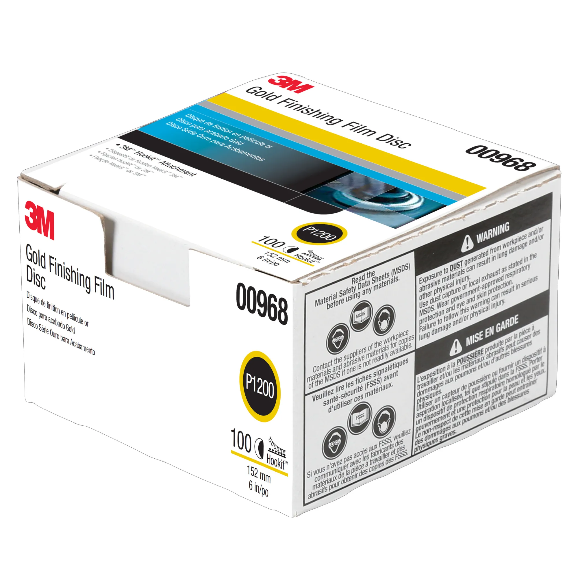 3M Hookit Finishing Film Abrasive Disc 260L, 00968, 6 in, P1200