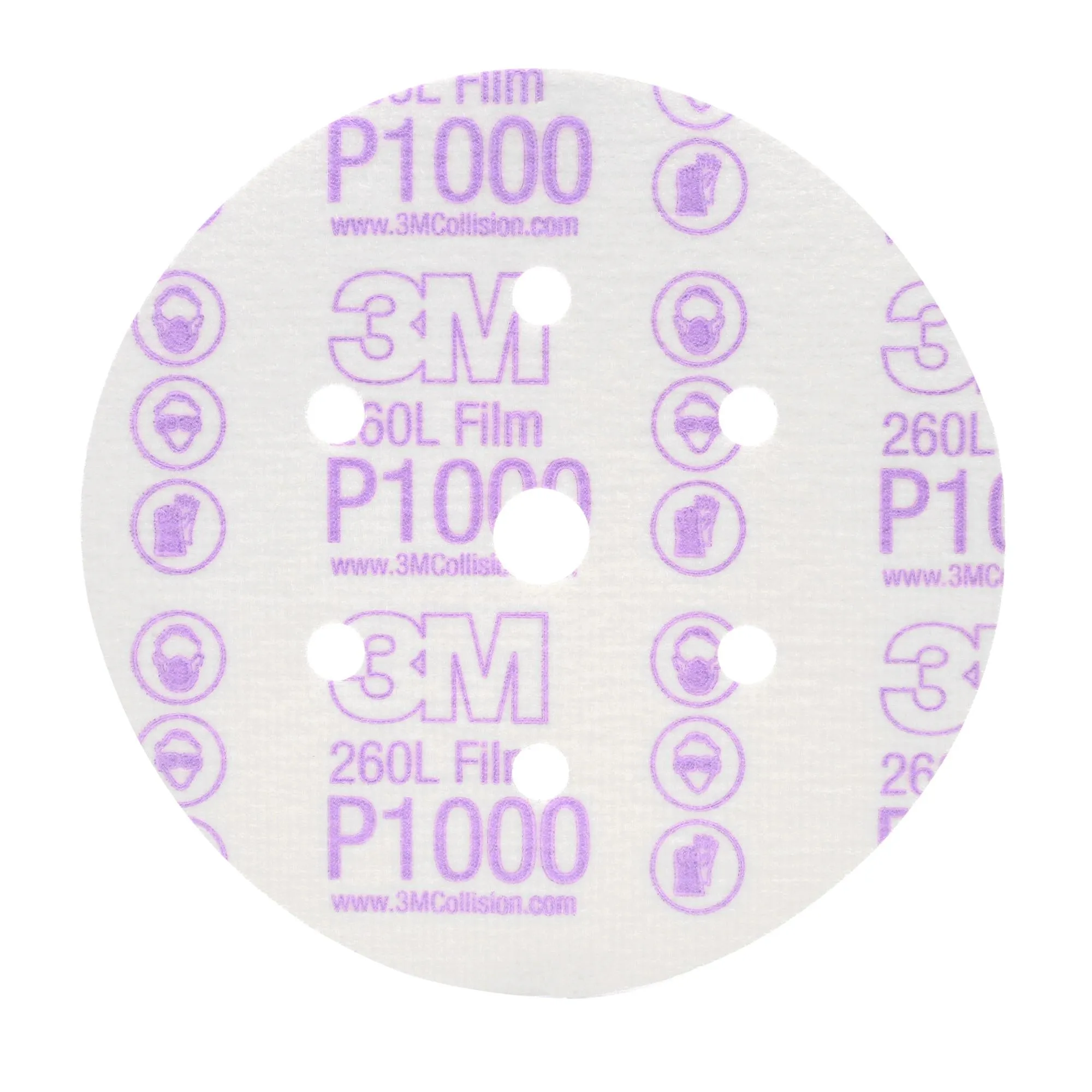 3M Hookit Finishing Film Abrasive Disc 260L, 01069, 6 in, Dust Free,P1000