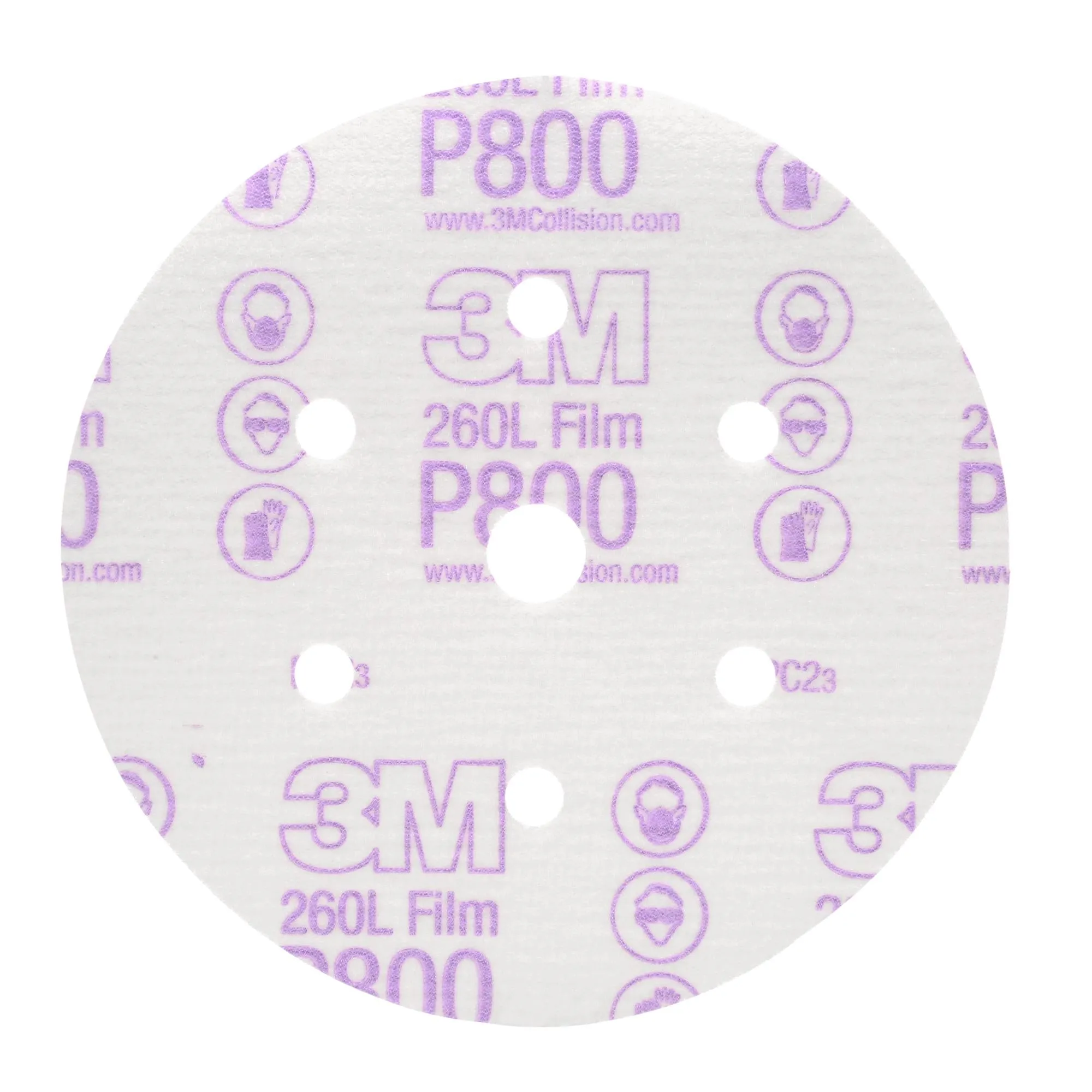 3M Hookit Finishing Film Abrasive Disc 260L, 01070, 6 in, Dust Free,P800