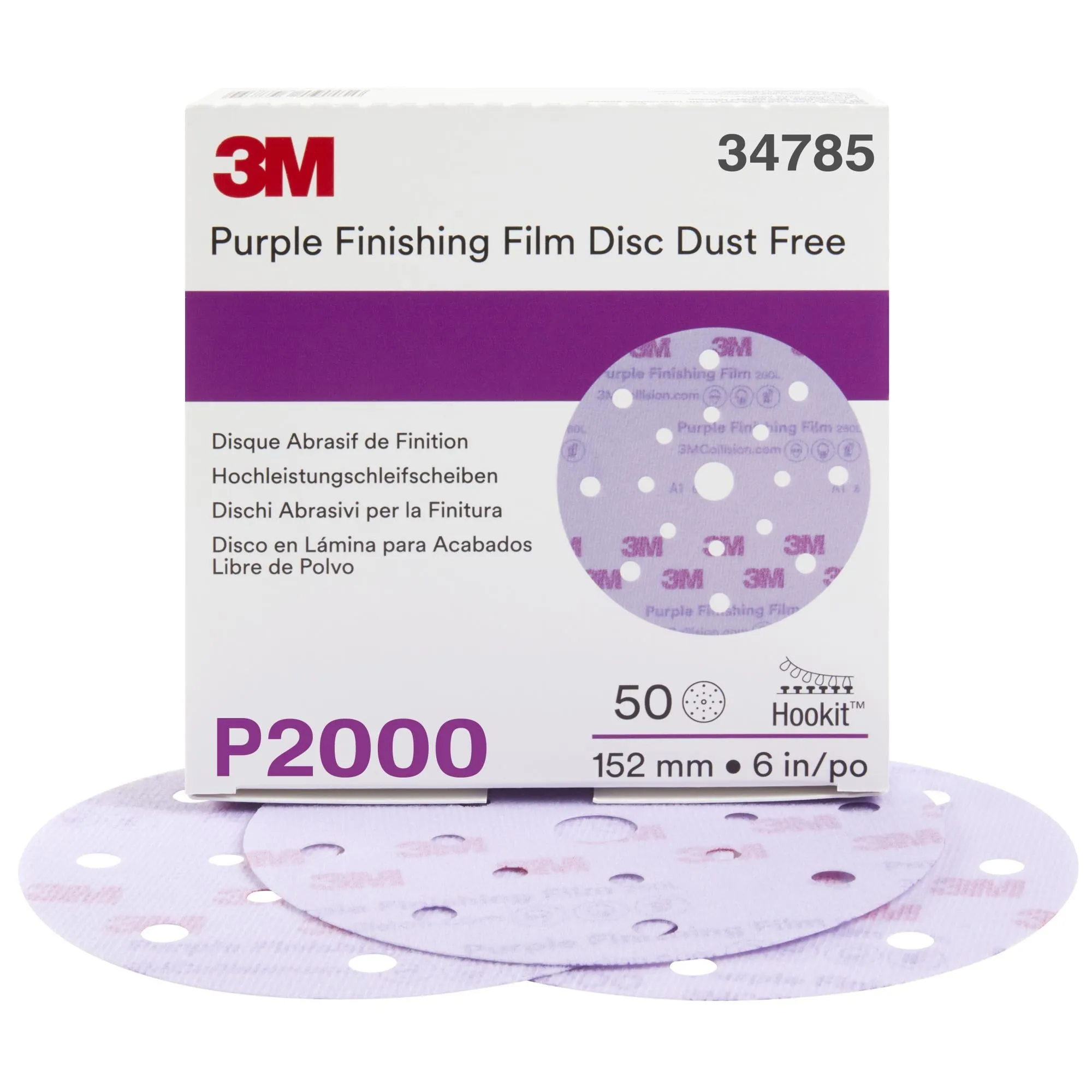 3M Hookit Finishing Film Disc Dust-Free, 34785, 6 in, 17 Hole, P2000
