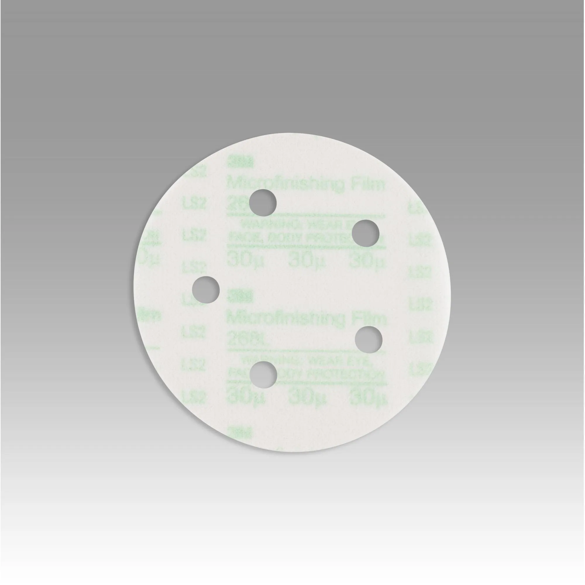 3M Hookit Microfinishing Film Disc 268L, 30 Mic 3MIL, Type D, 5 in xNH, D/F 5HL