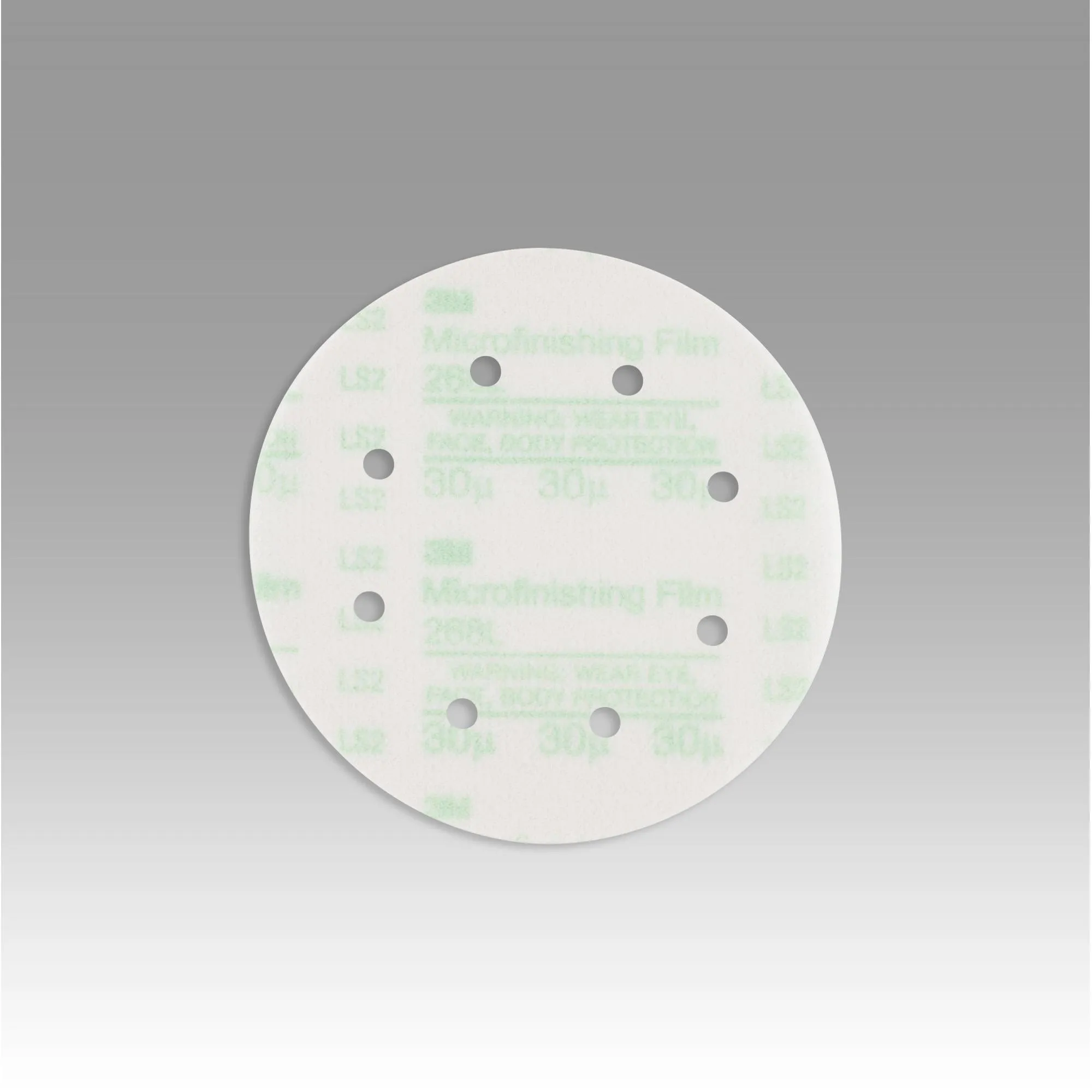 3M Hookit Microfinishing Film Disc 268L, 30 Mic 3MIL, Type D, 6 in xNH, D/F 8HL