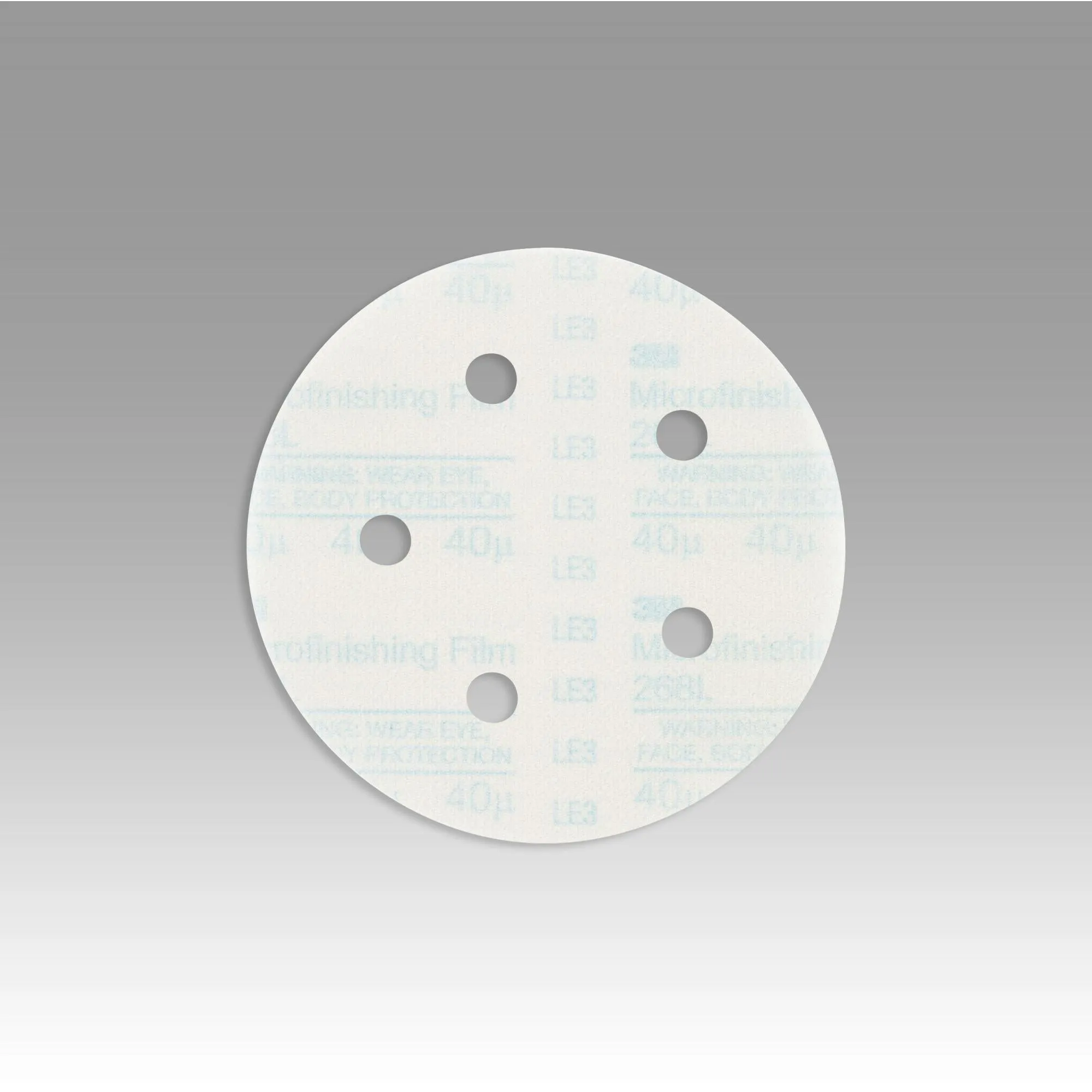 3M Hookit Microfinishing Film Disc 268L, 40 Mic 3MIL, Type D, 5 in xNH, D/F 5HL