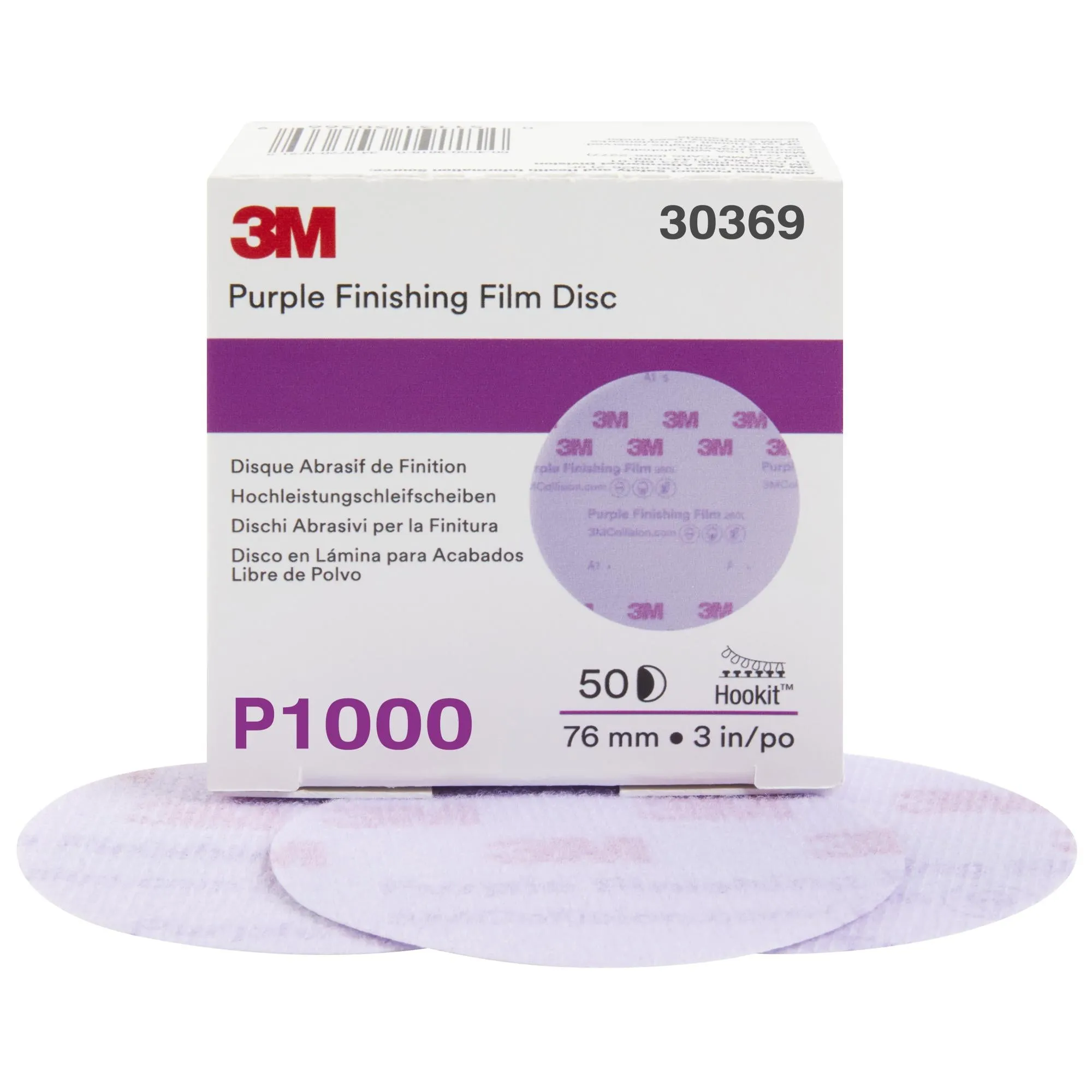 3M Hookit Purple Finishing Film Abrasive Disc 260L, 30369, 3 in,P1000