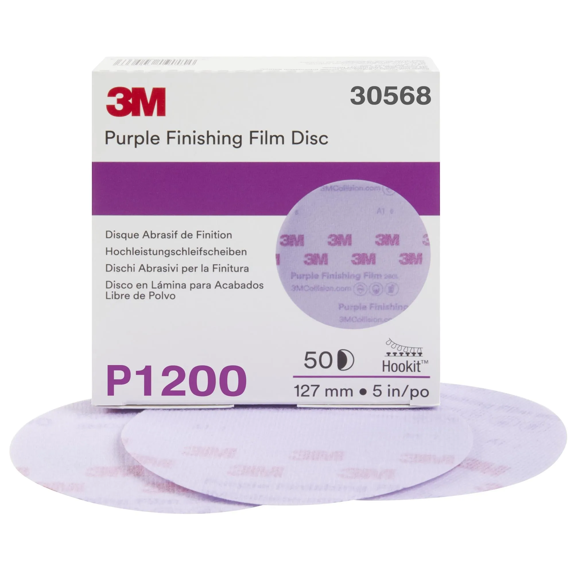 3M Hookit Purple Finishing Film Abrasive Disc 260L, 30568, 5 in,P1200