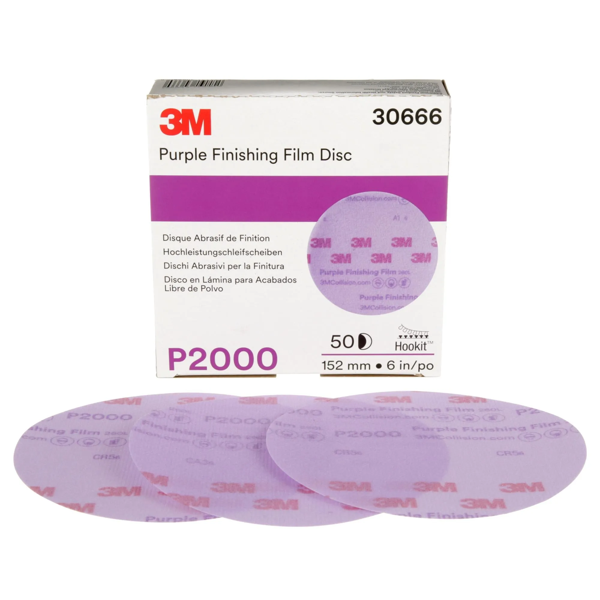 3M Hookit Purple Finishing Film Abrasive Disc 260L, 30666, 6 in,P2000