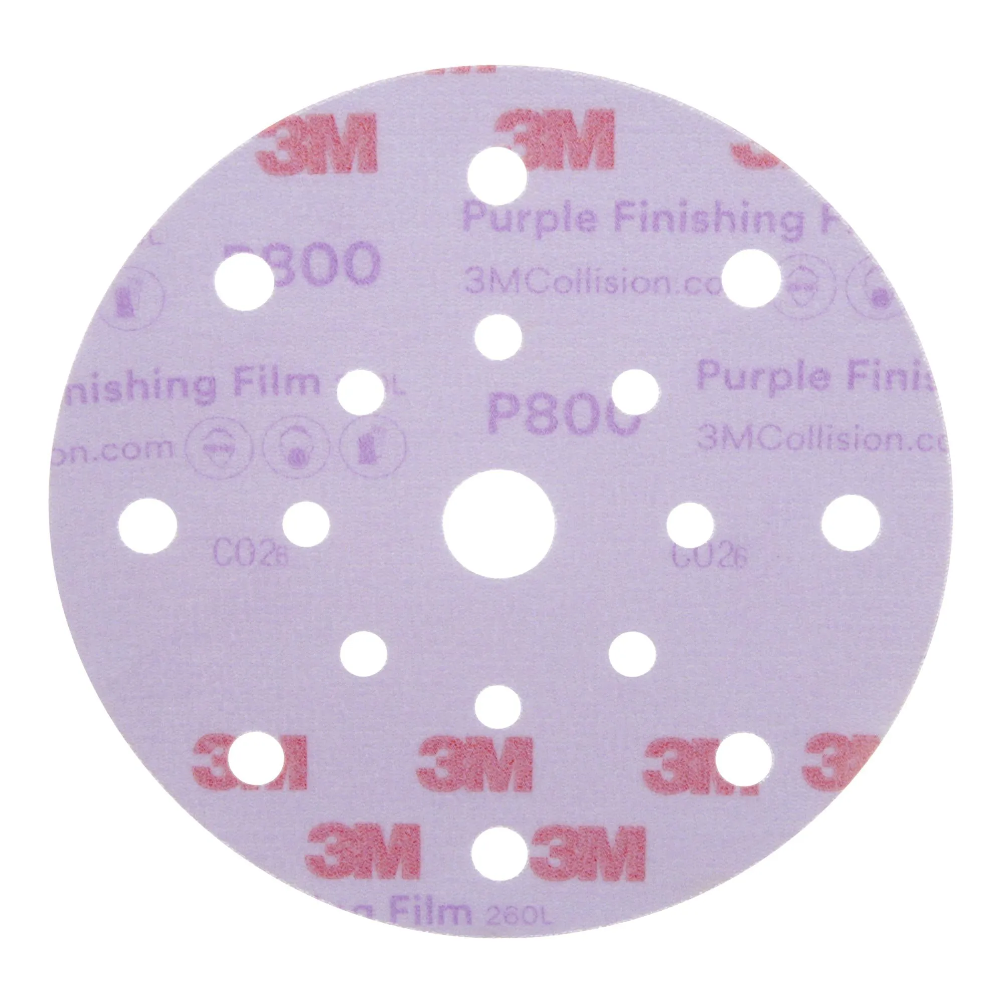 3M Hookit Purple Finishing Film Abrasive Disc 260L, 34781, 6 in, DustFree, P800