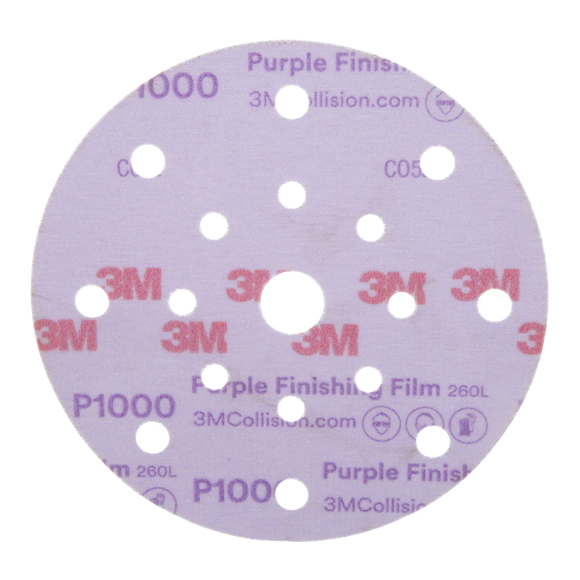 3M Hookit Purple Finishing Film Abrasive Disc 260L, 34782, 6 in, DustFree