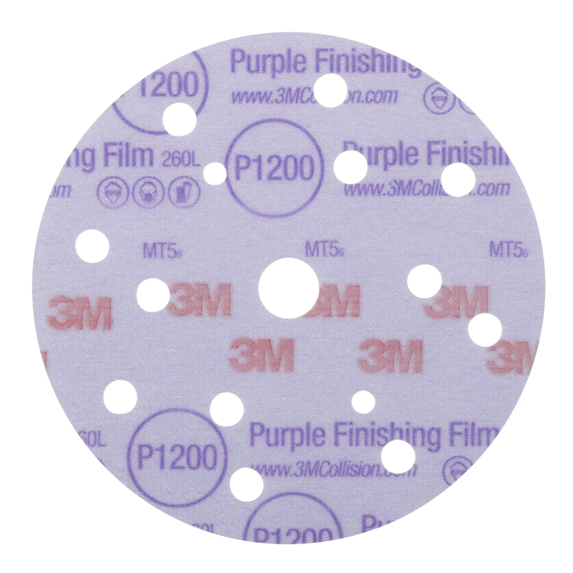 3M Hookit Purple Finishing Film Abrasive Disc 260L, 51158, 6 in, DustFree