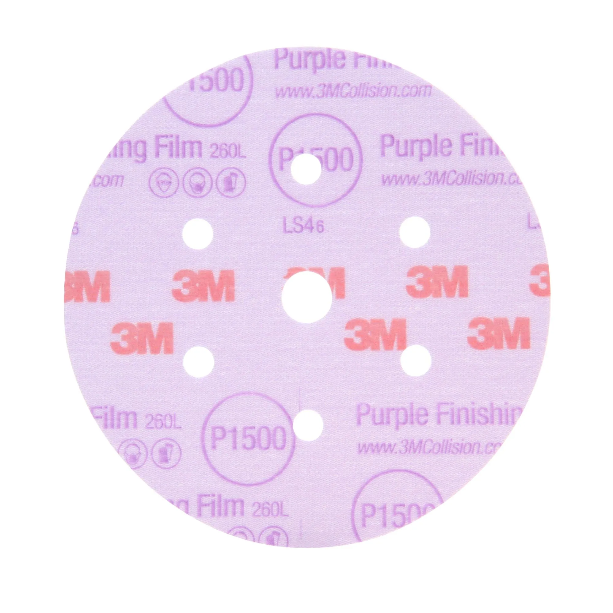 3M Hookit Purple Finishing Film Abrasive Disc 260L, 78072, 6 in, DustFree, P600