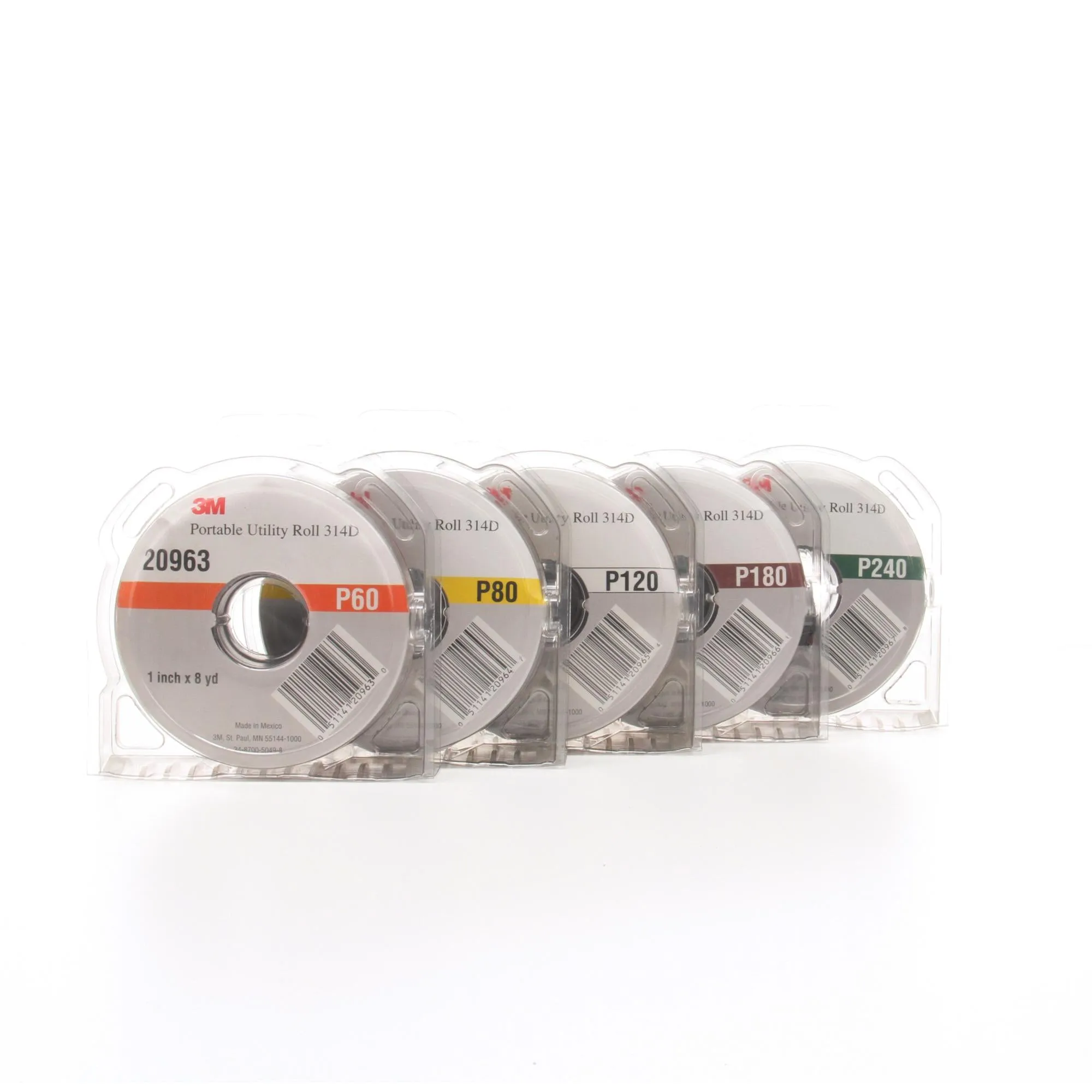 3M Portable Utility Cloth Roll Kit 314D, P60X, P80J, P120J, P180J,P240J, 1 in