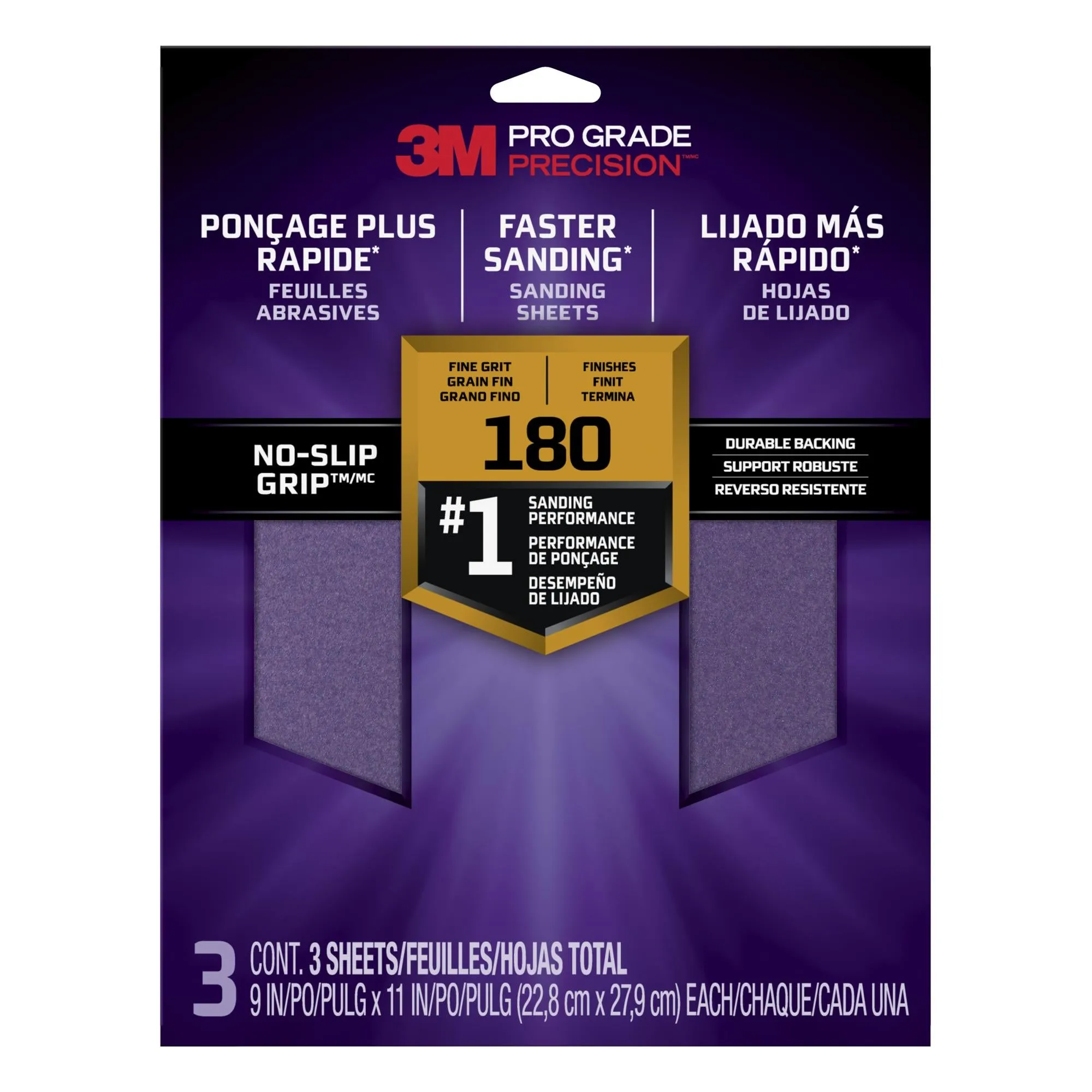 3M Pro Grade Precision Faster Sanding Sheets w/ NO-SLIP GRIP Backing