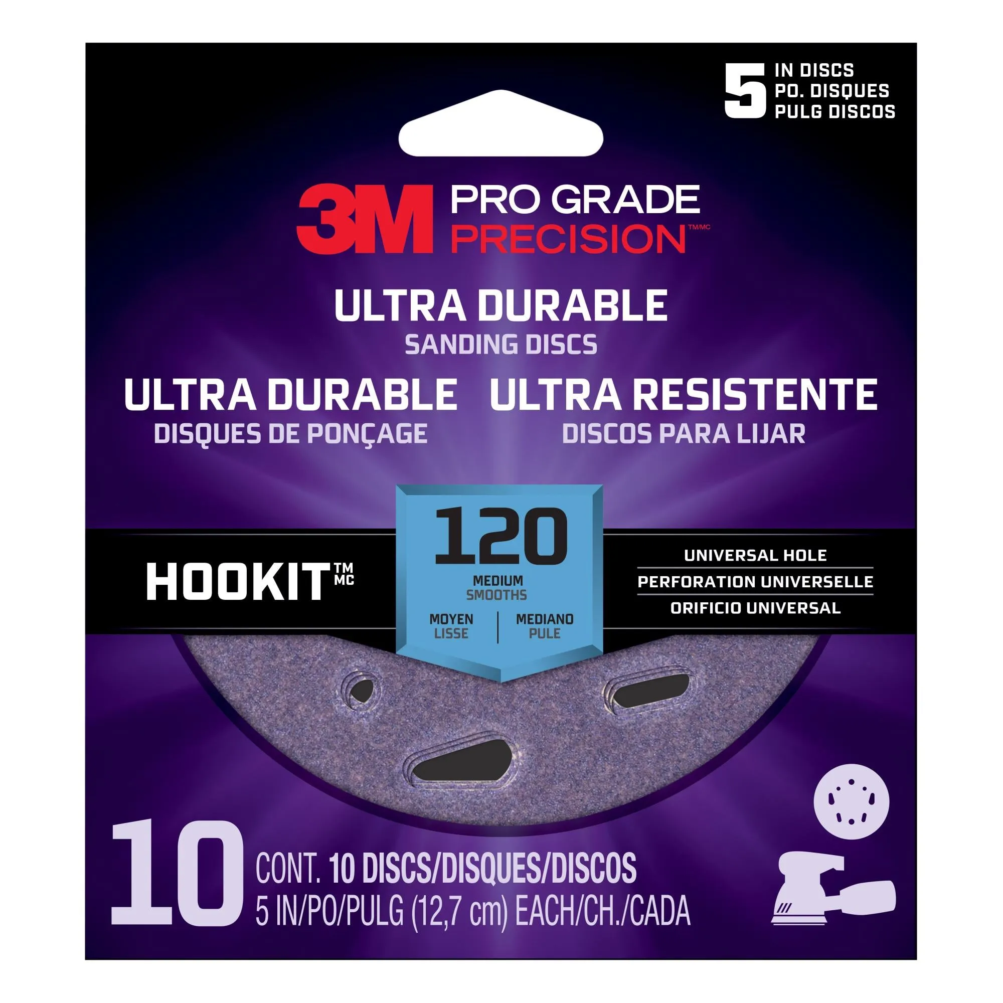 3M Pro Grade Precision Ultra Durable Universal Hole Sanding DiscDUH5120TRI-10I