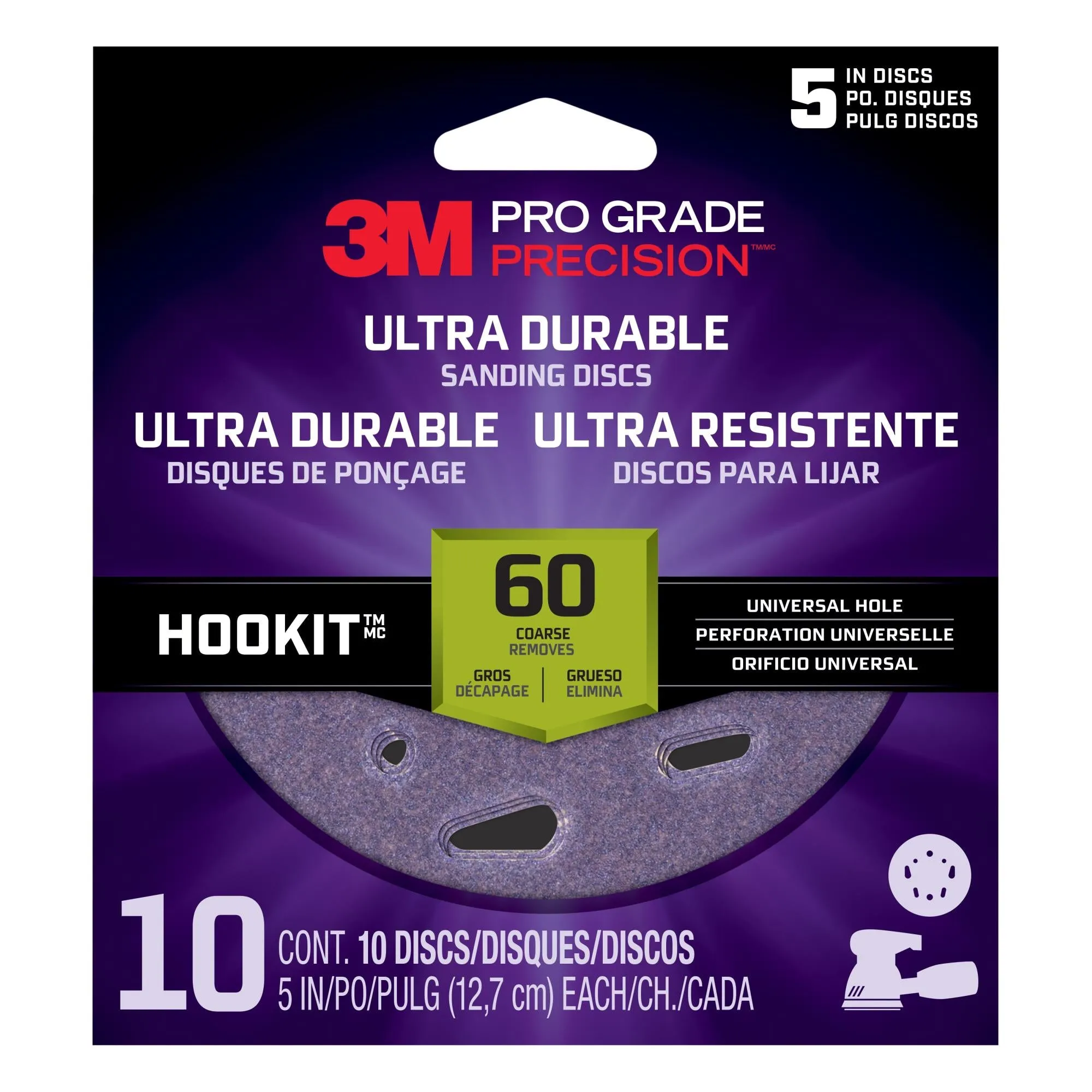 3M Pro Grade Precision Ultra Durable Universal Hole Sanding Disc,DUH560TRI-10T