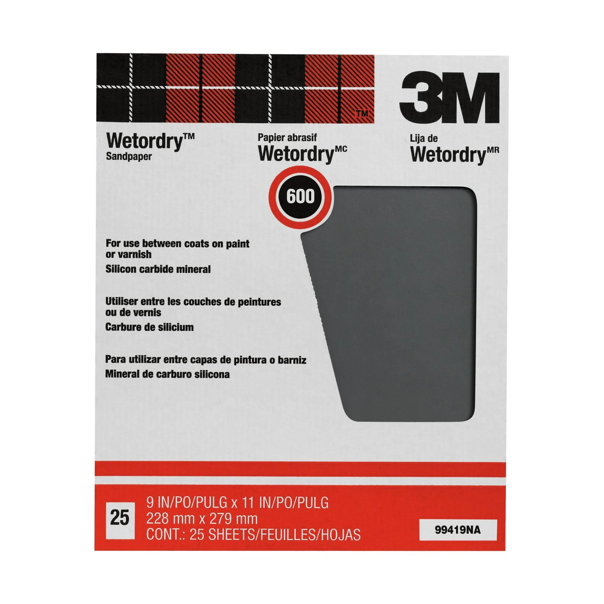 3M Pro-Pak Wetordry Sanding Sheets 88600NA, 9 in x 11 in, 180C grit,25 sht pk