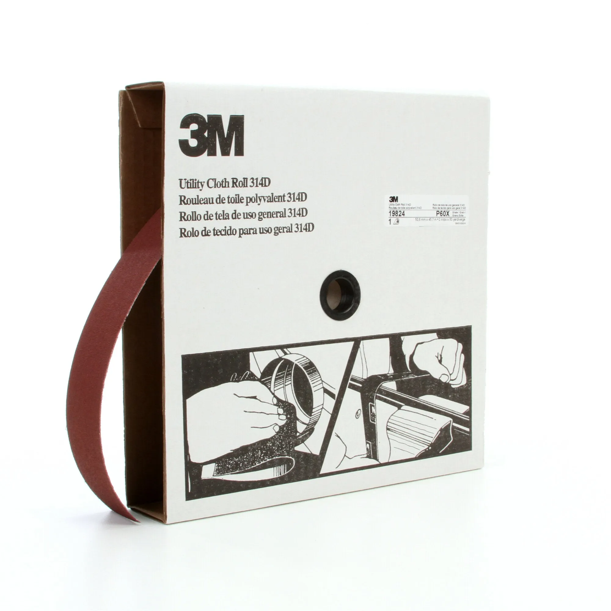 3M Utility Cloth Roll 314D, P60 X-weight, 2 in x 50 yd