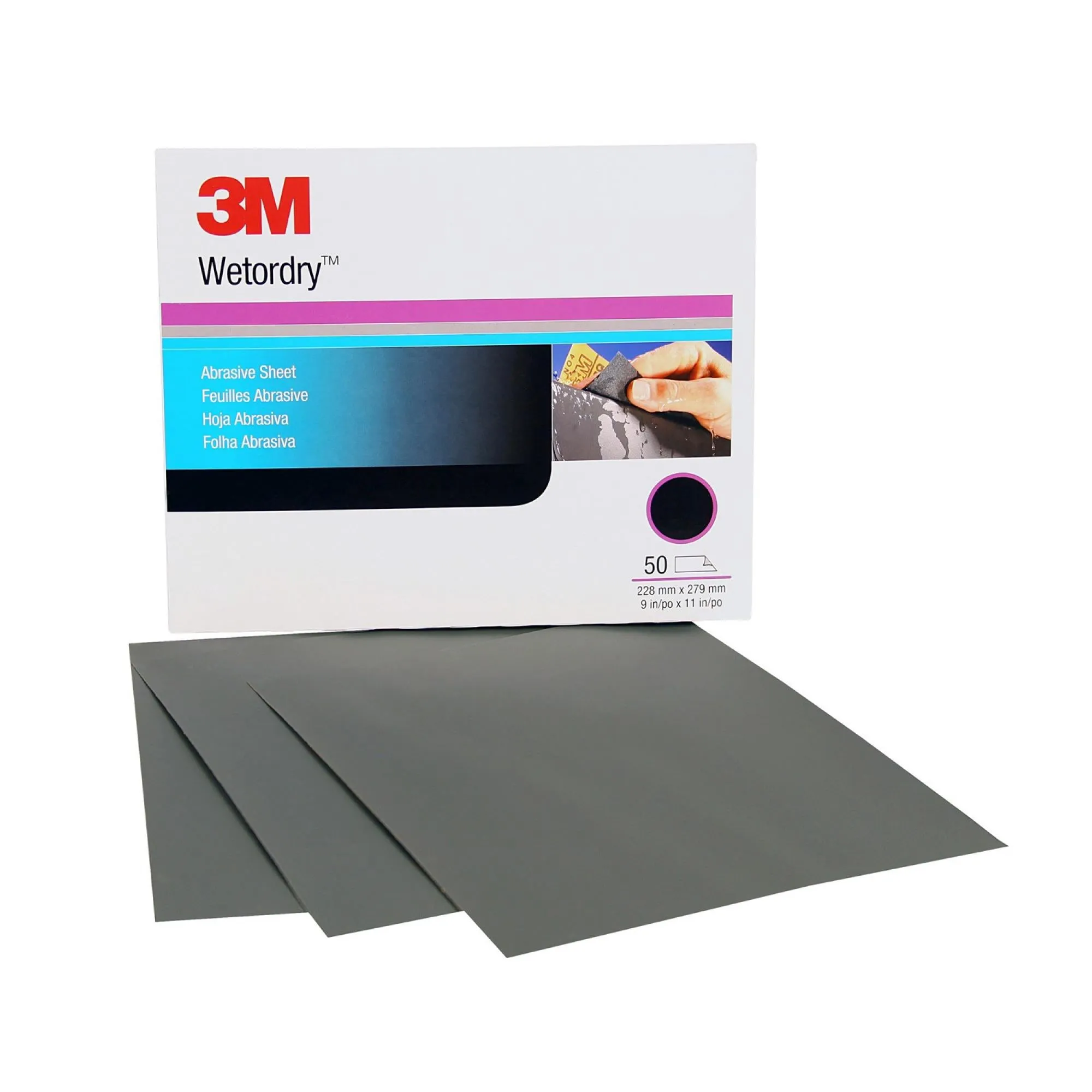 3M Wetordry Abrasive Sheet, 02042, P240, 9 in x 11 in, 50 sheets percarton