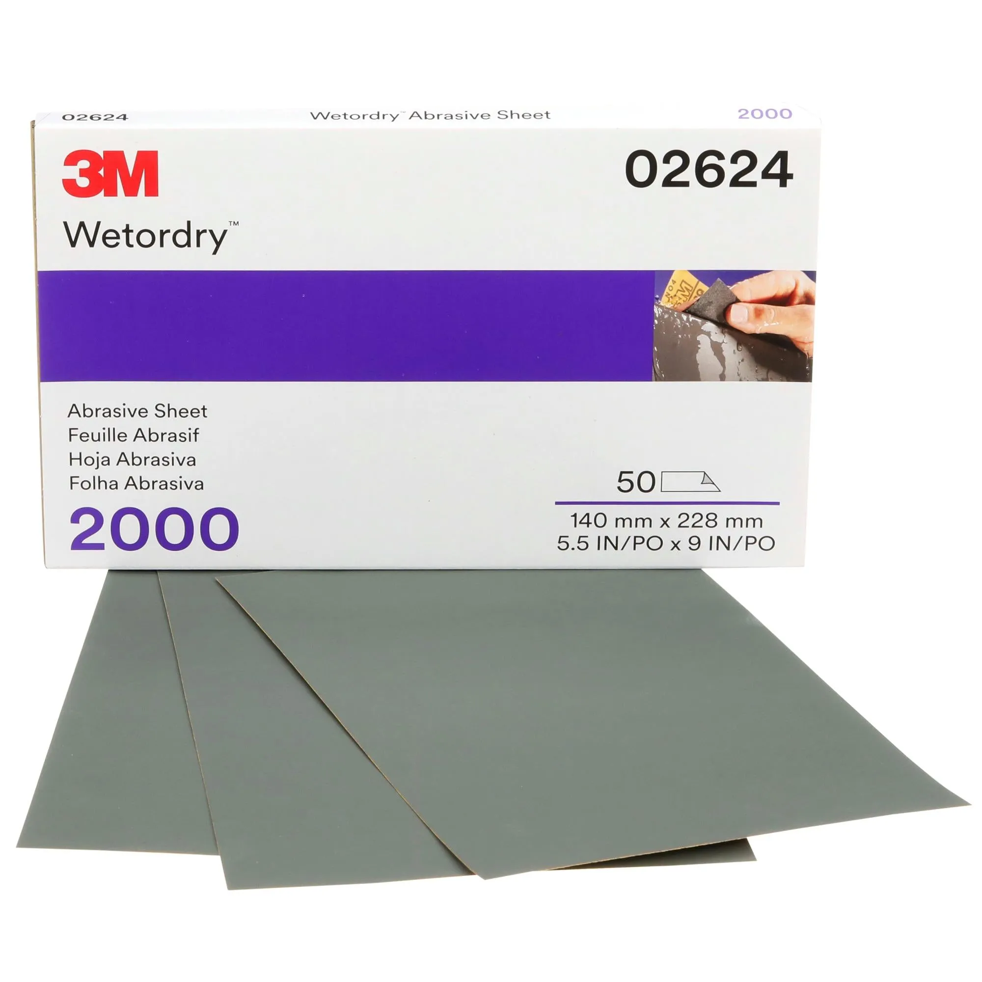3M Wetordry Abrasive Sheet, 02624, 2000, heavy duty, 5 1/2 in x 9 in