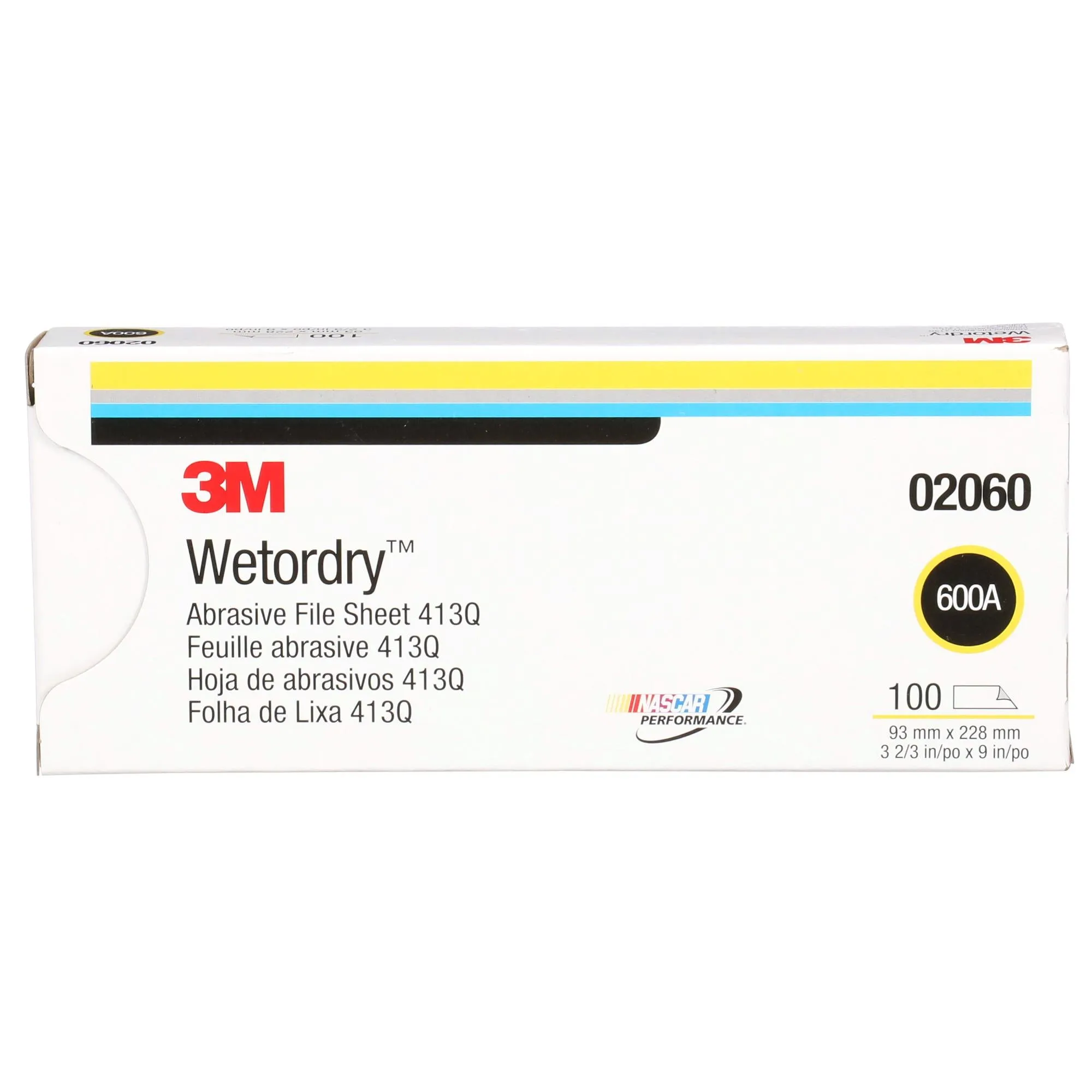 3M Wetordry Abrasive Sheet 413Q, 02060, 600, 3 2/3 in x 9 in, 100Sheets/Carton