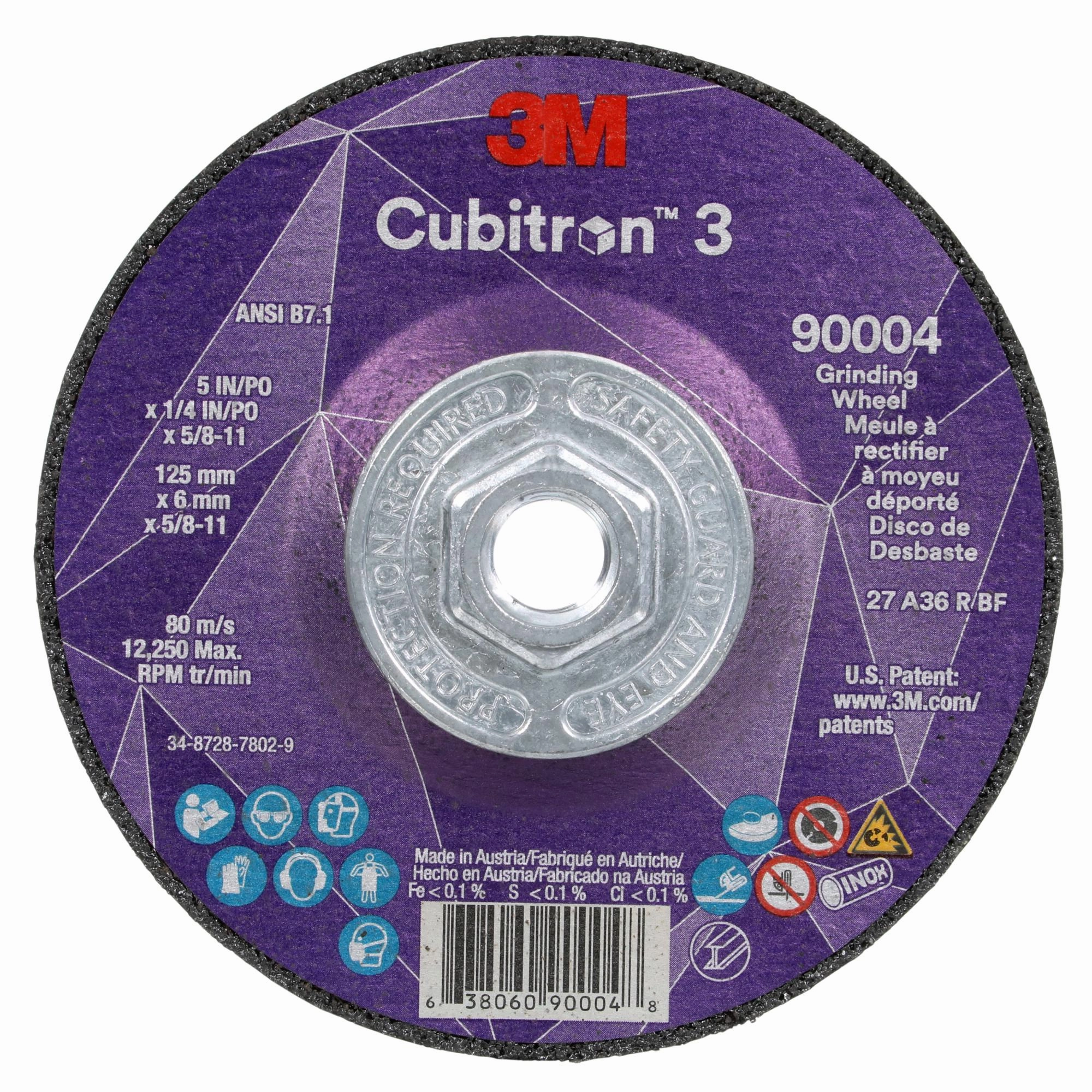 3M Cubitron 3 Depressed Center Grinding Wheel, 90004, 36 , T27
