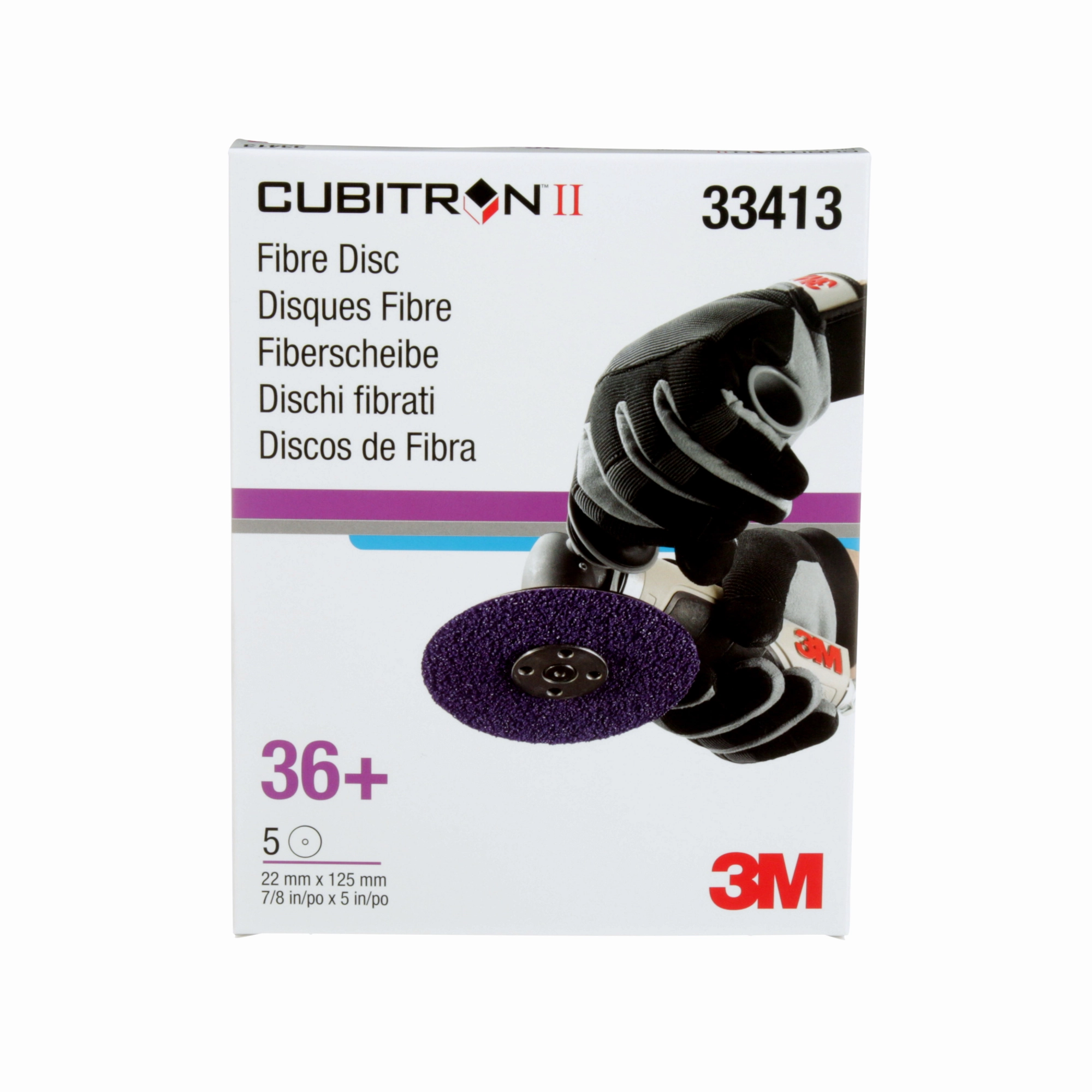 3M Cubitron II Abrasive Fibre Disc, 33413, 5 in x 7/8 in (125mm x22mm), 36 