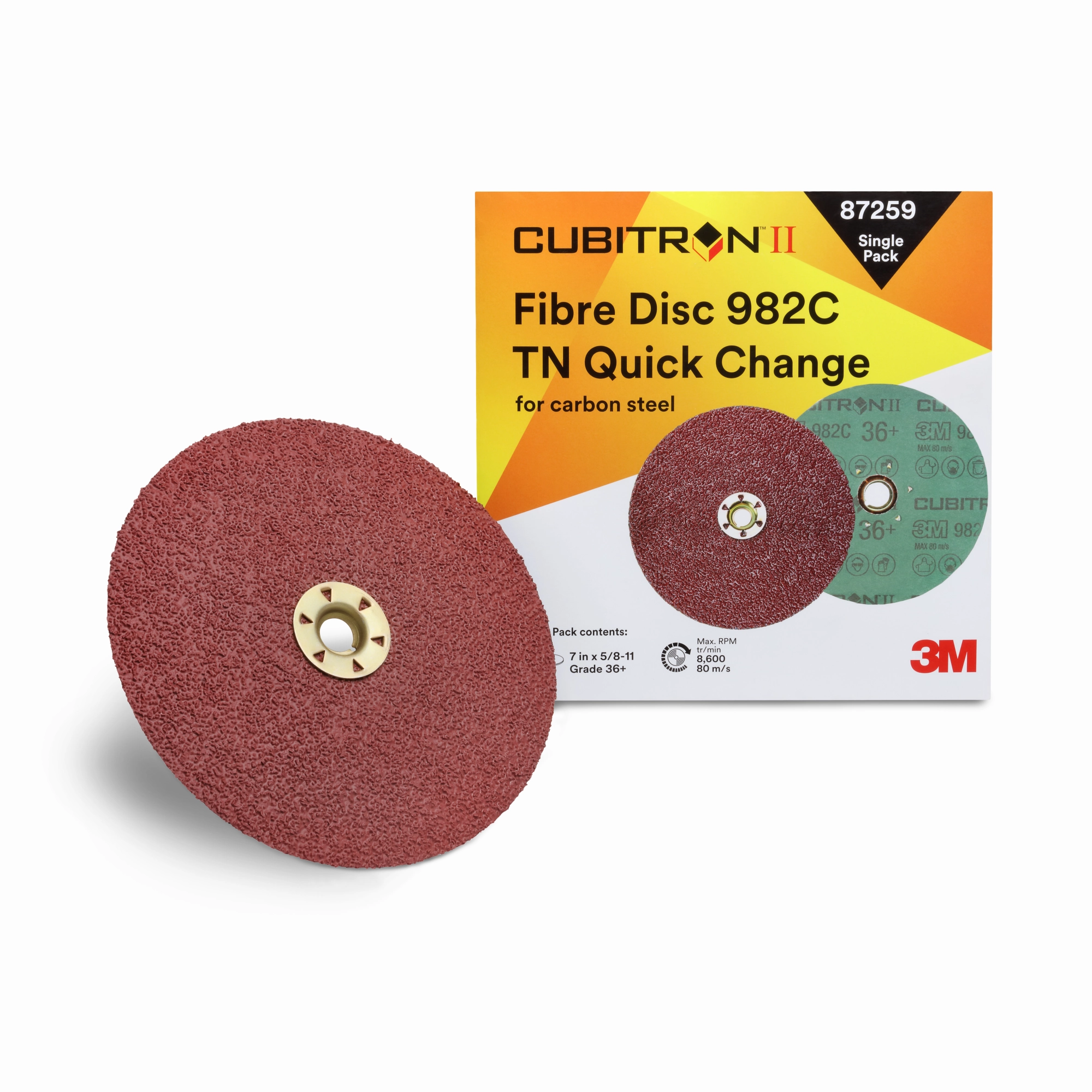 3M Cubitron II Fibre Disc 982C, 36 , TN Quick Change, 7 in, DieTN700BB
