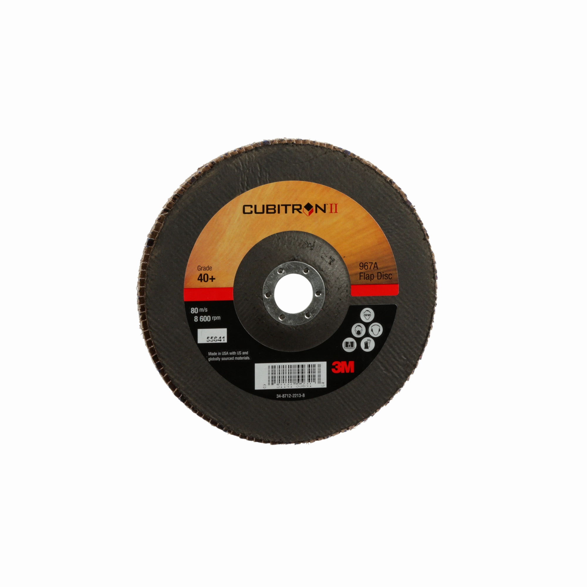 3M Cubitron II Flap Disc 967A, 40 , T27, 7 in x 7/8 in, Giant