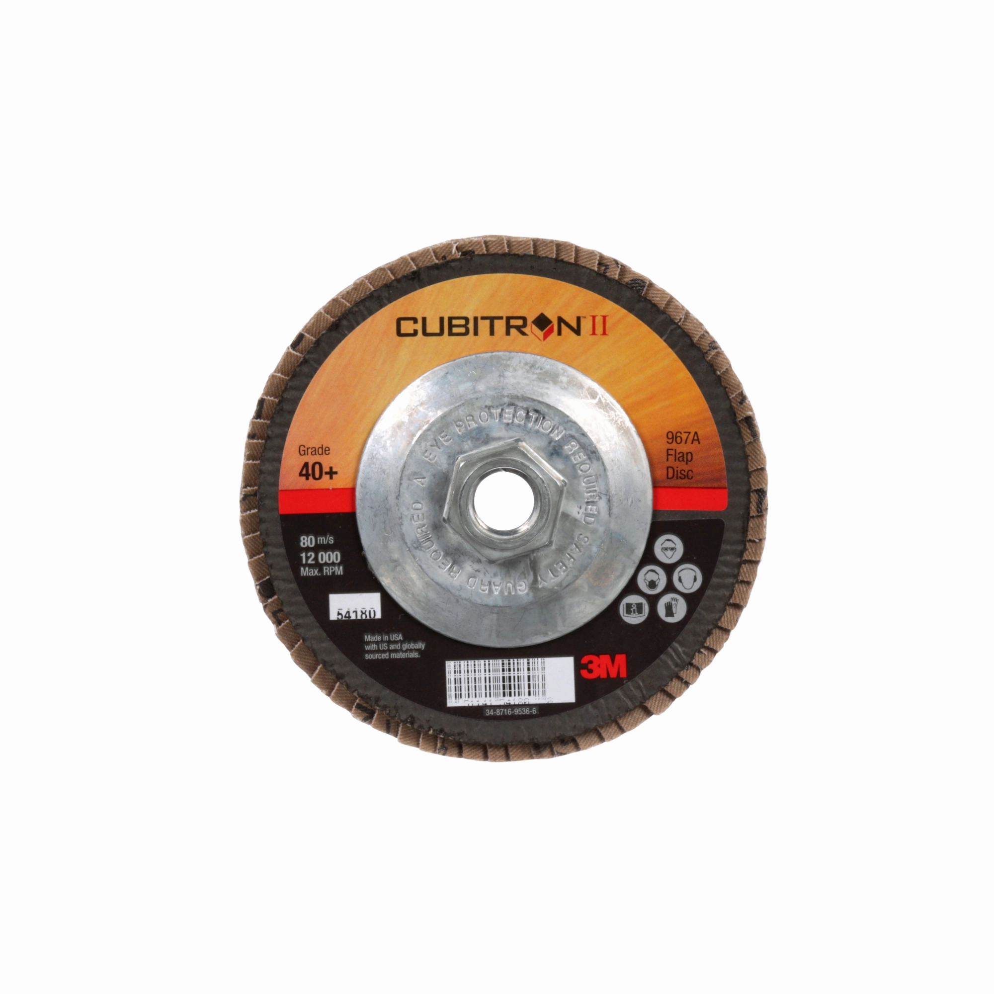 3M Cubitron II Flap Disc 967A, 40 , T29 Quick Change, 5 in x 5/8"-11