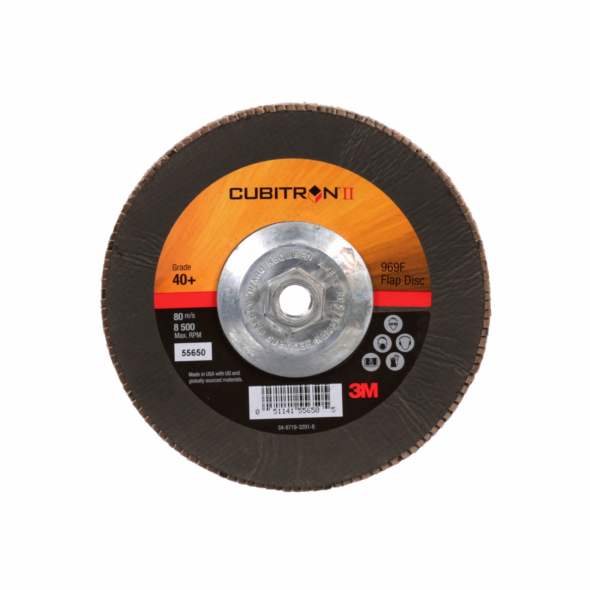 3M Cubitron II Flap Disc 967A, 40 , T29 Quick Change, 7 in x 5/8"-11,Giant