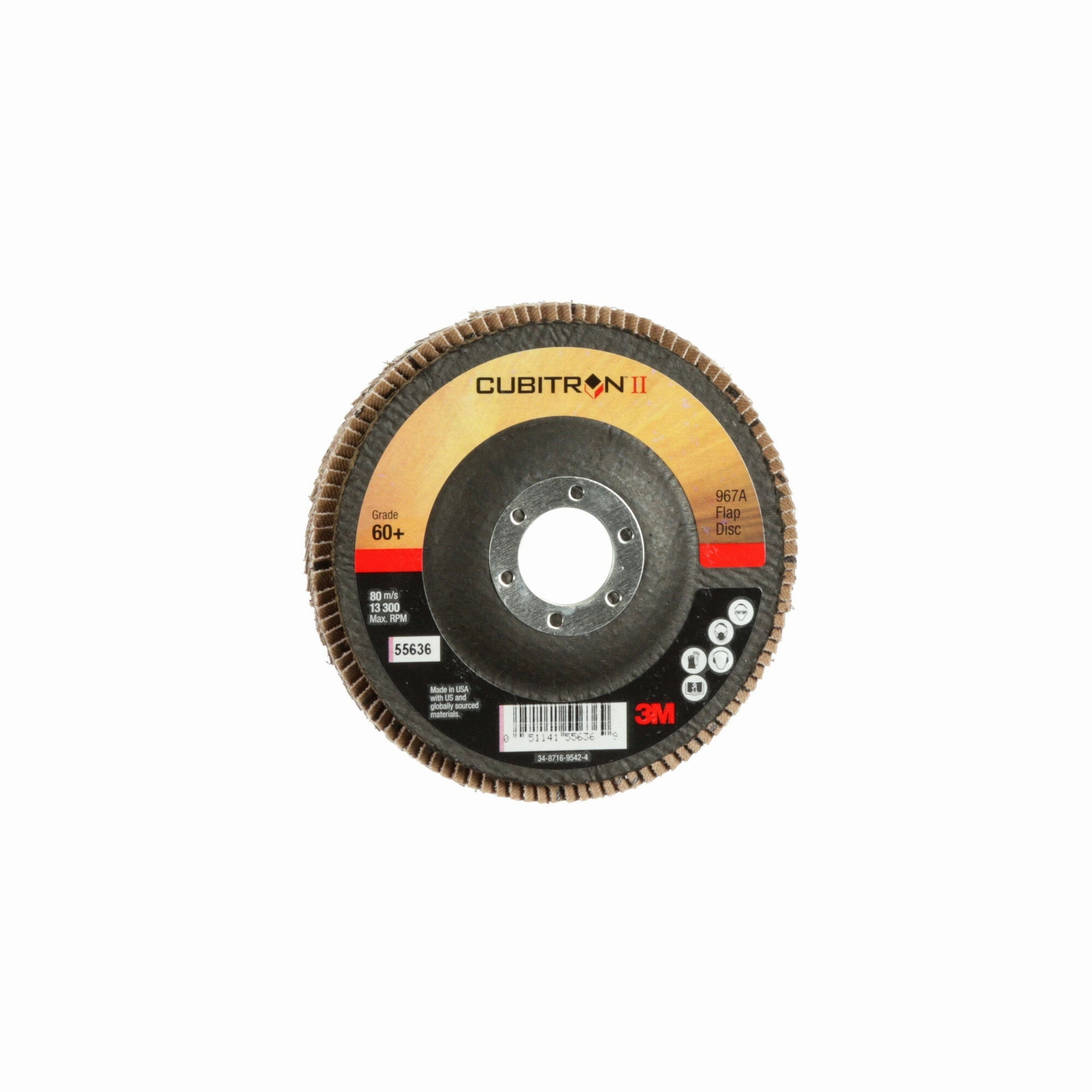 3M Cubitron II Flap Disc 967A, 60 , T27, 4-1/2 in x 7/8 in, Giant
