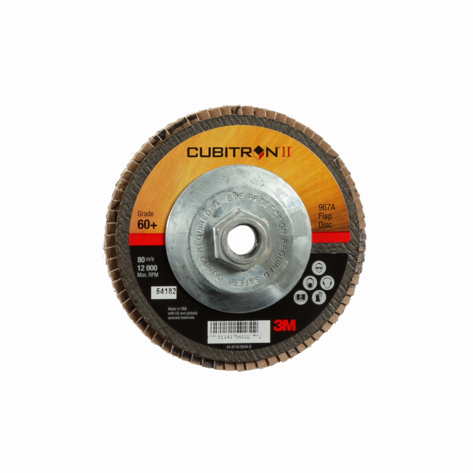3M Cubitron II Flap Disc 967A, 60 , T27, 5 in x 5/8"-11