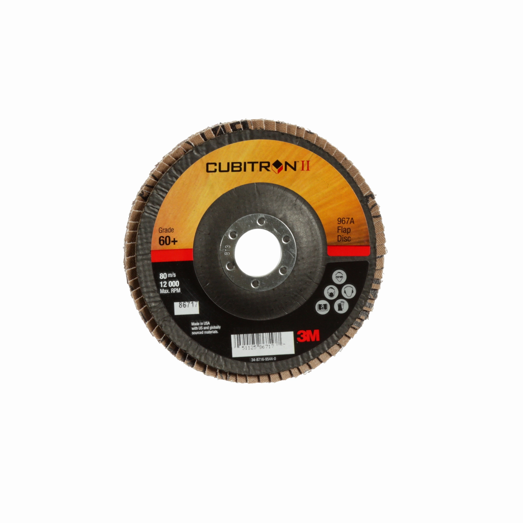 3M Cubitron II Flap Disc 967A, 60 , T29, 5 in x 7/8 in