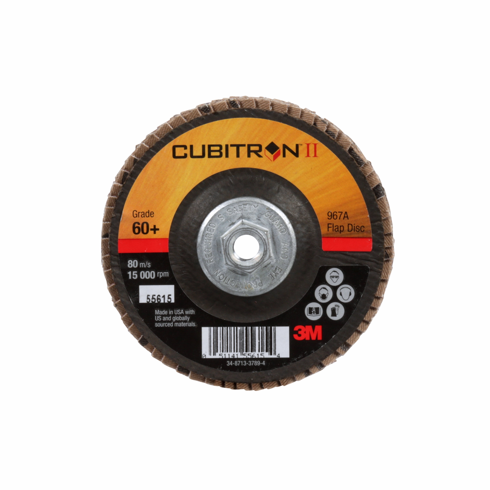 3M Cubitron II Flap Disc 967A, 60 , T29 Quick Change, 4 in x 3/8"-24