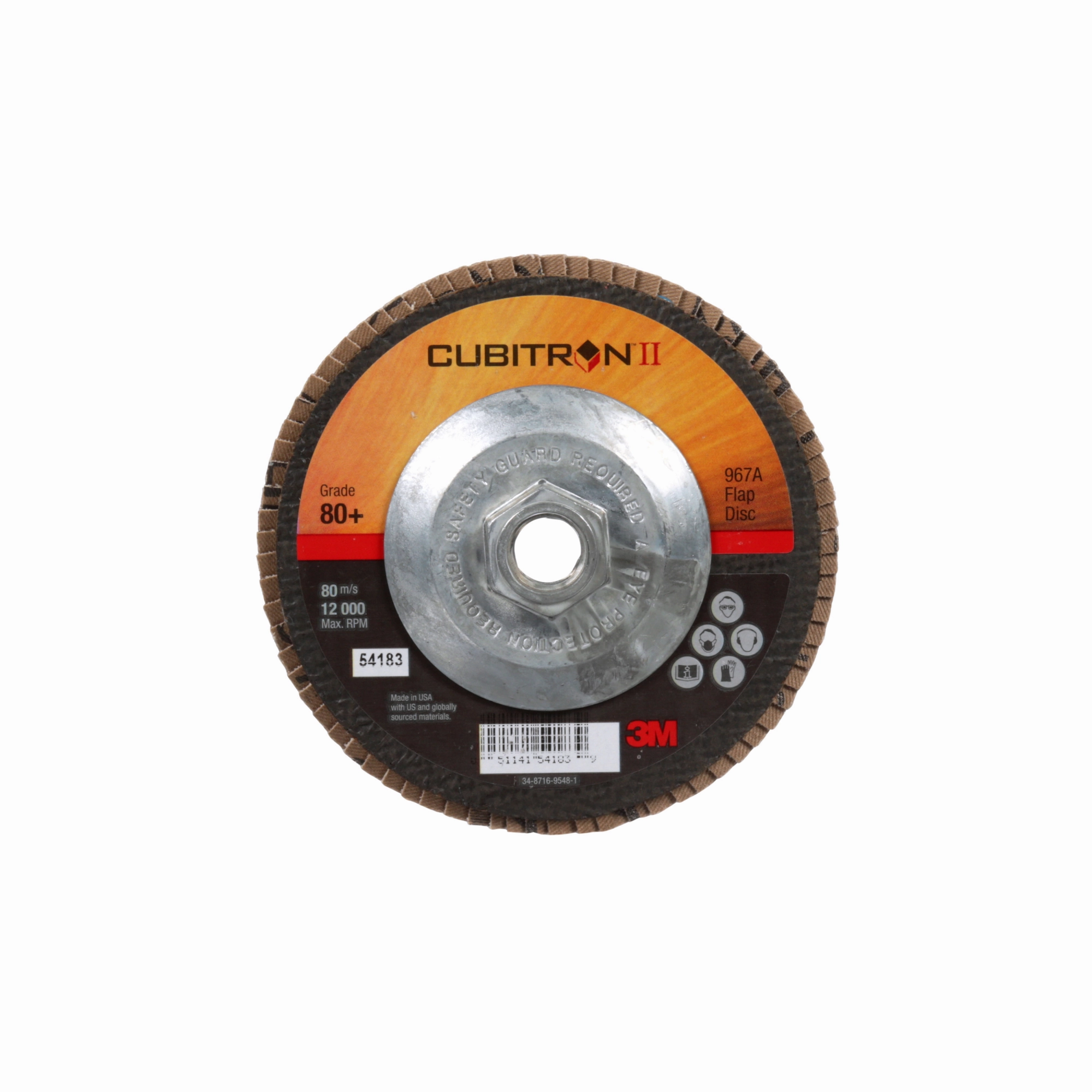 3M Cubitron II Flap Disc 967A, 80 , T27, 5 in x 5/8"-11